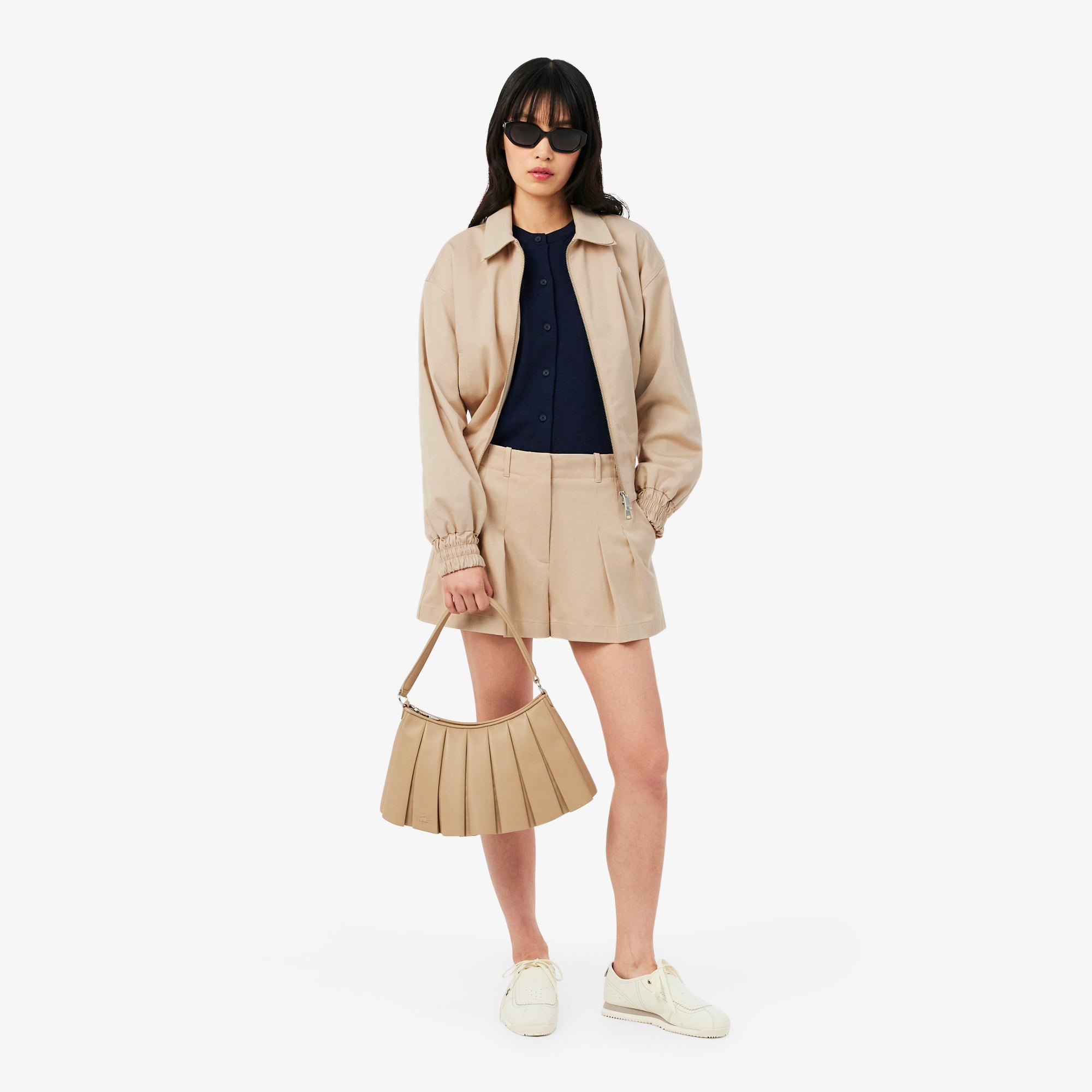 Lacoste Kadın Oversize Fit Bej Şort görsel 4