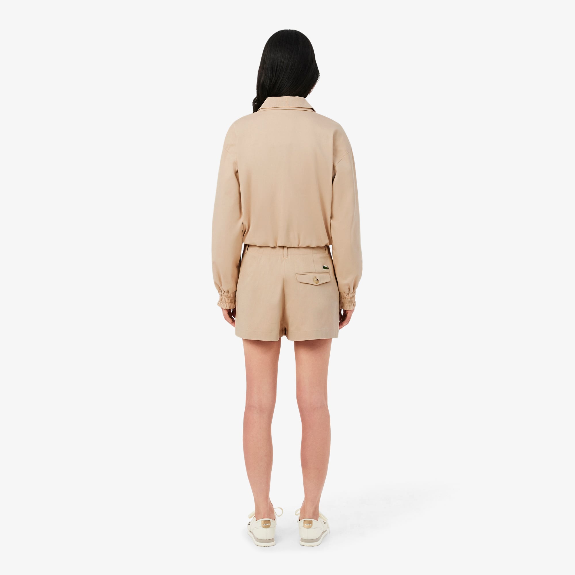 Lacoste Kadın Oversize Fit Bej Şort görsel 3