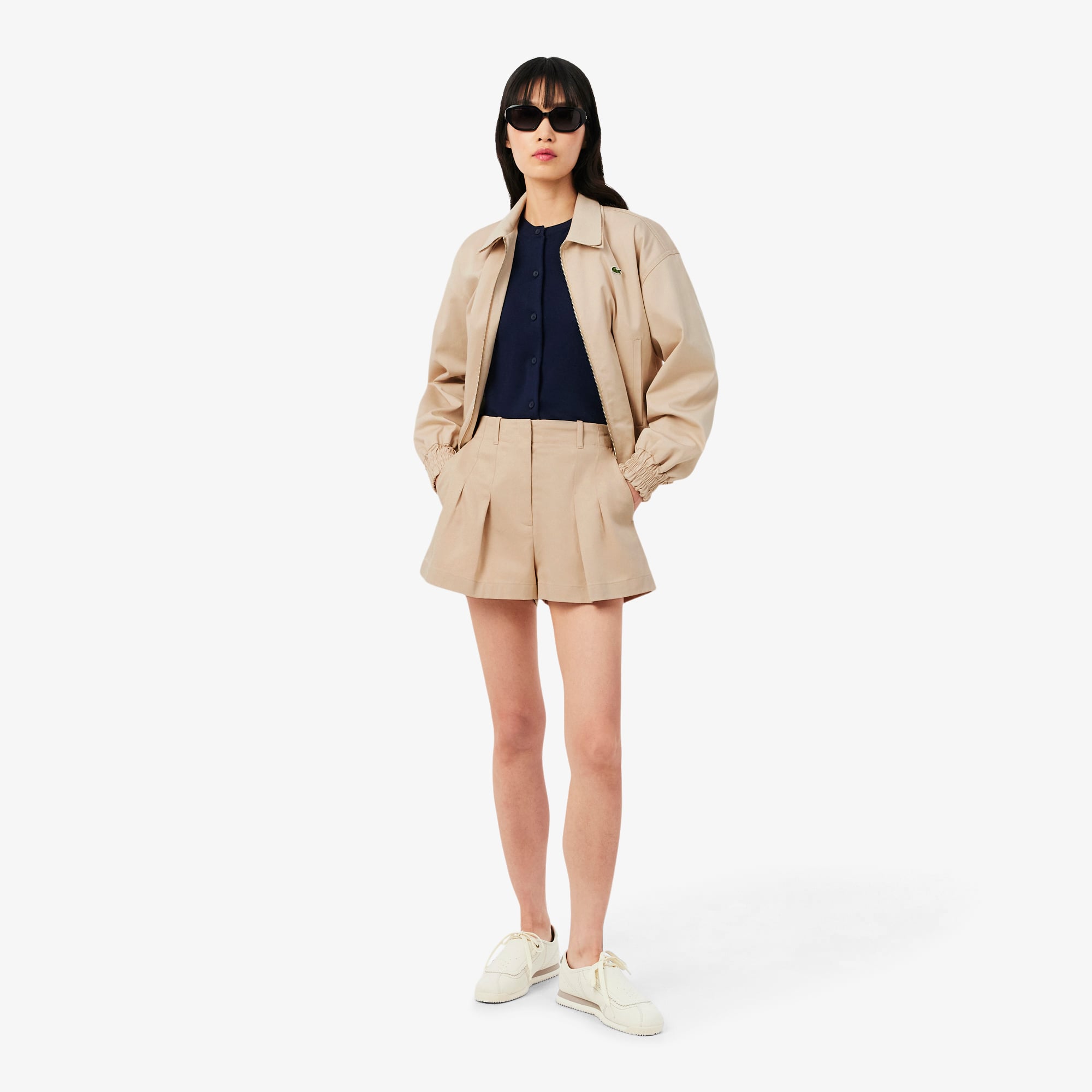 Lacoste Kadın Oversize Fit Bej Şort