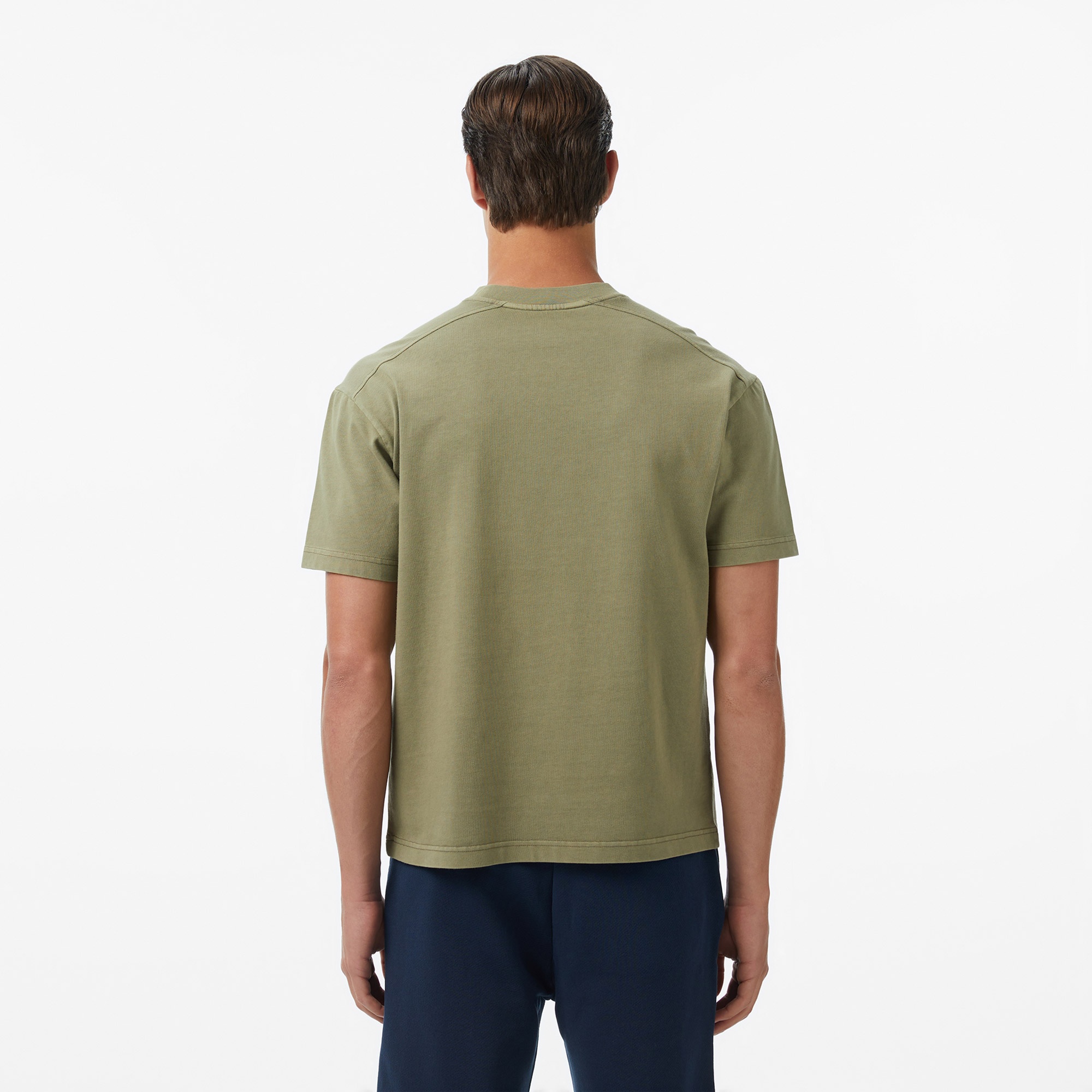 Erkek Relaxed Fit Bisiklet Yaka Haki T-Shirt