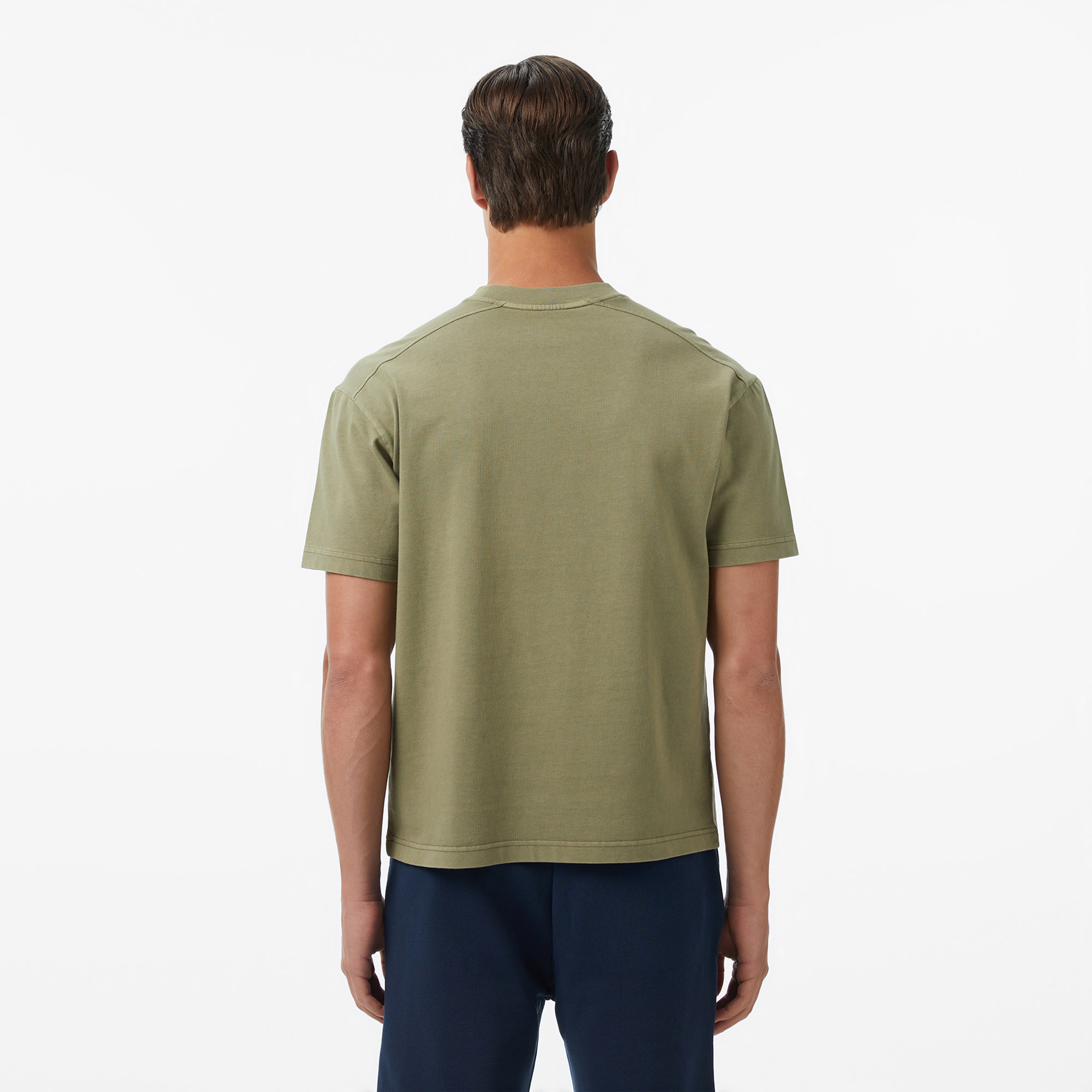 Erkek Relaxed Fit Bisiklet Yaka Haki T-Shirt