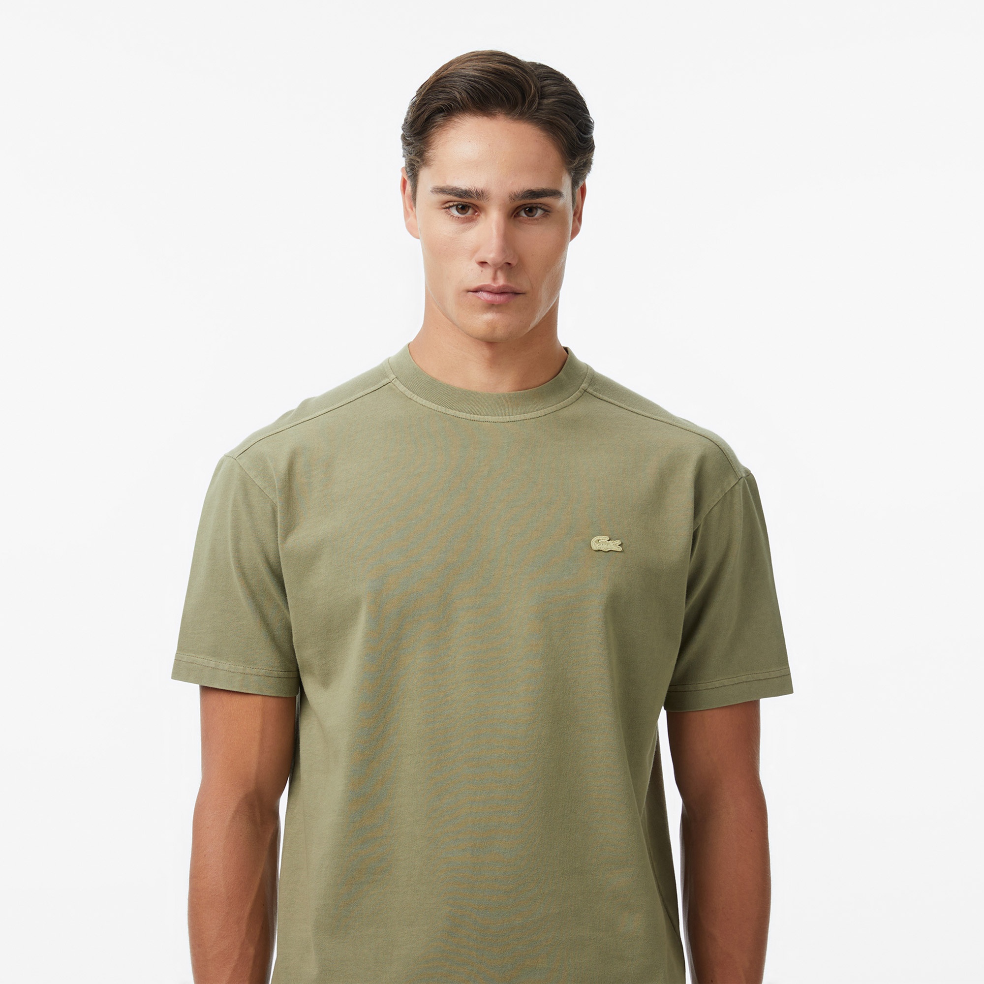 Erkek Relaxed Fit Bisiklet Yaka Haki T-Shirt