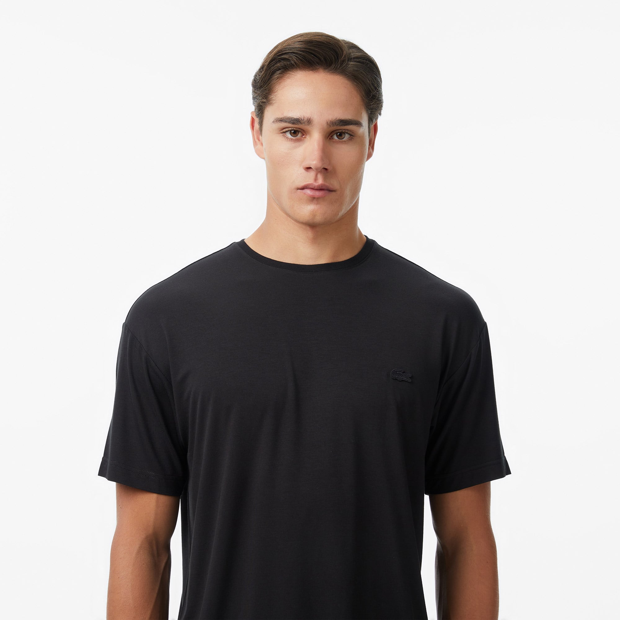 Lacoste Erkek Relaxed Fit Bisiklet Yaka Siyah T-Shirt görsel 2