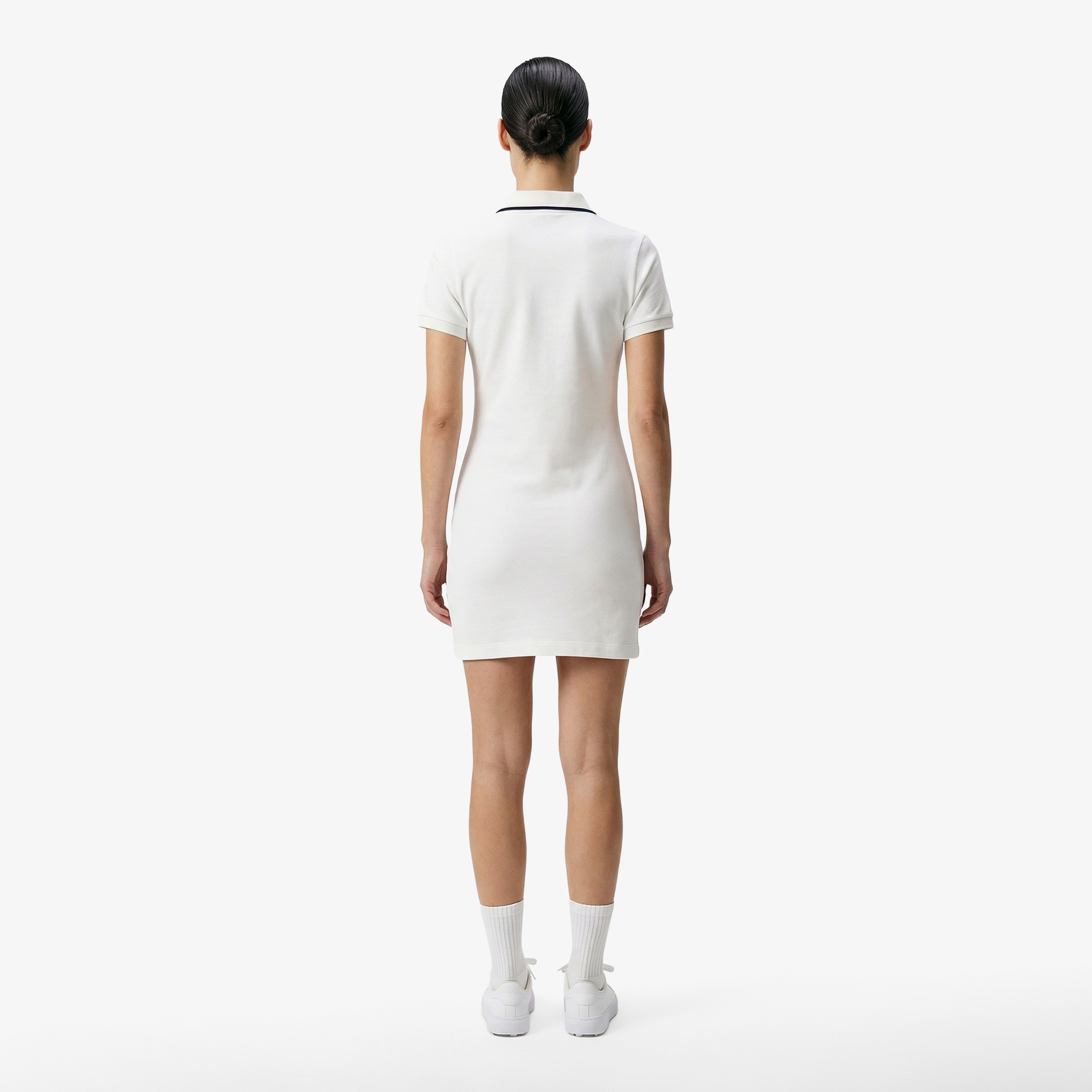 Kadın Classic Fit Kısa Kollu Polo Yaka Beyaz Elbise