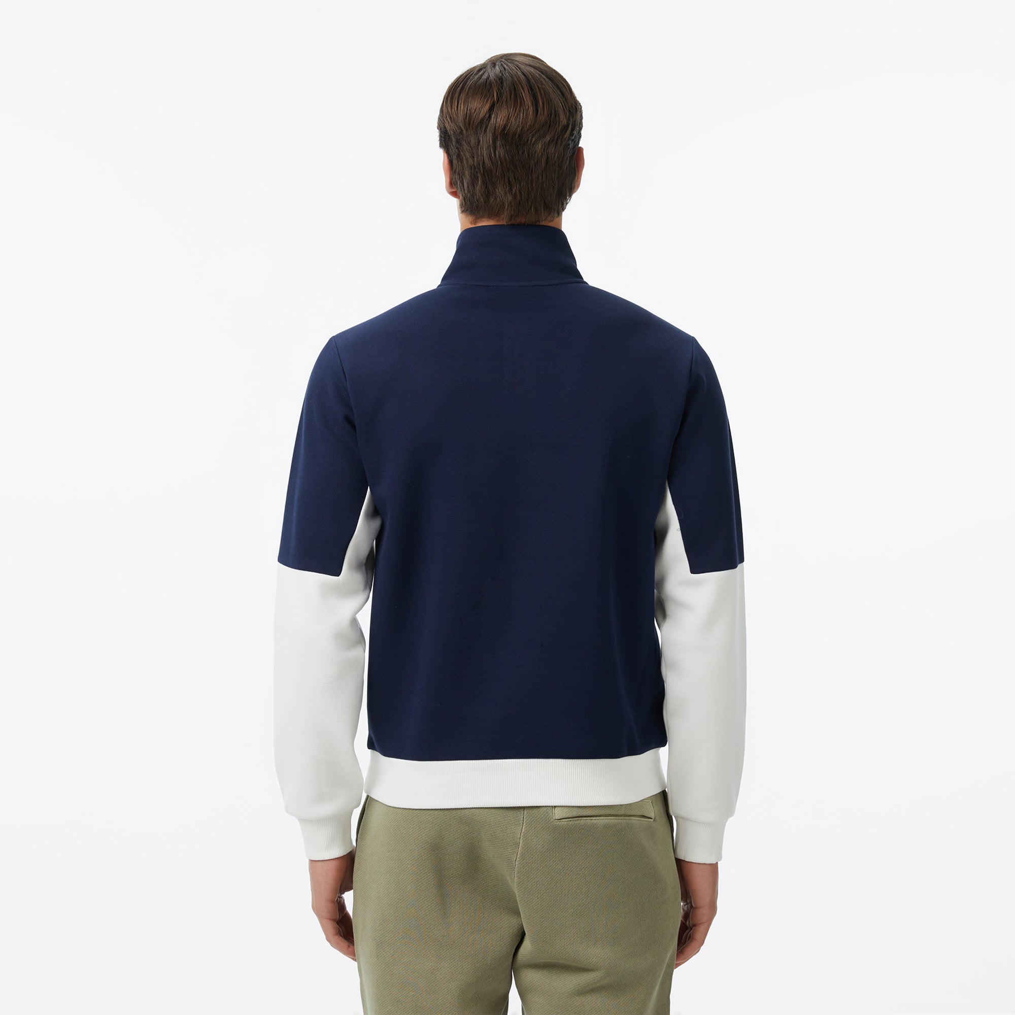 Lacoste Erkek Relaxed Fit Dik Yaka Renk Bloklu Lacivert Sweatshirt görsel 5