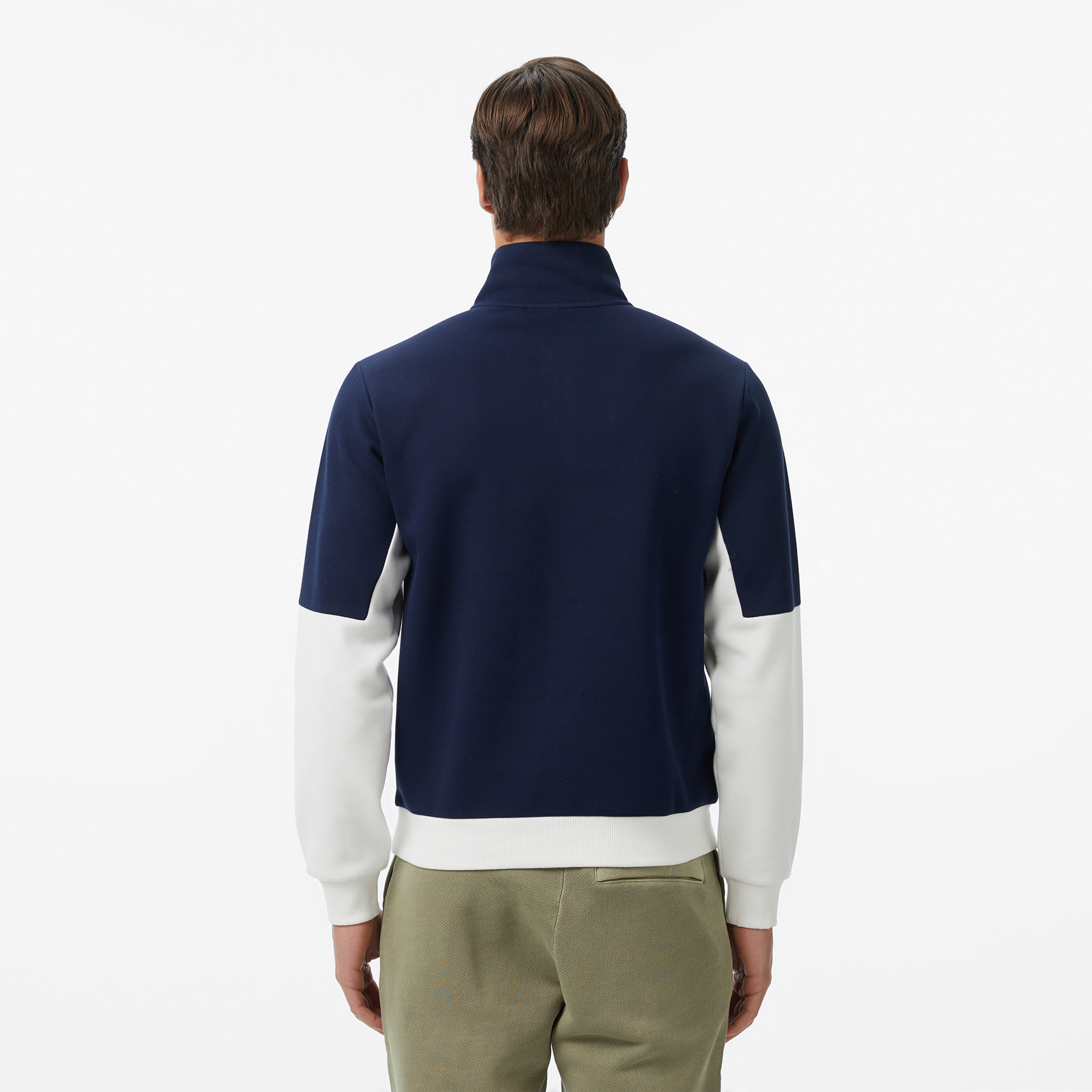 Erkek Relaxed Fit Dik Yaka Renk Bloklu Lacivert Sweatshirt