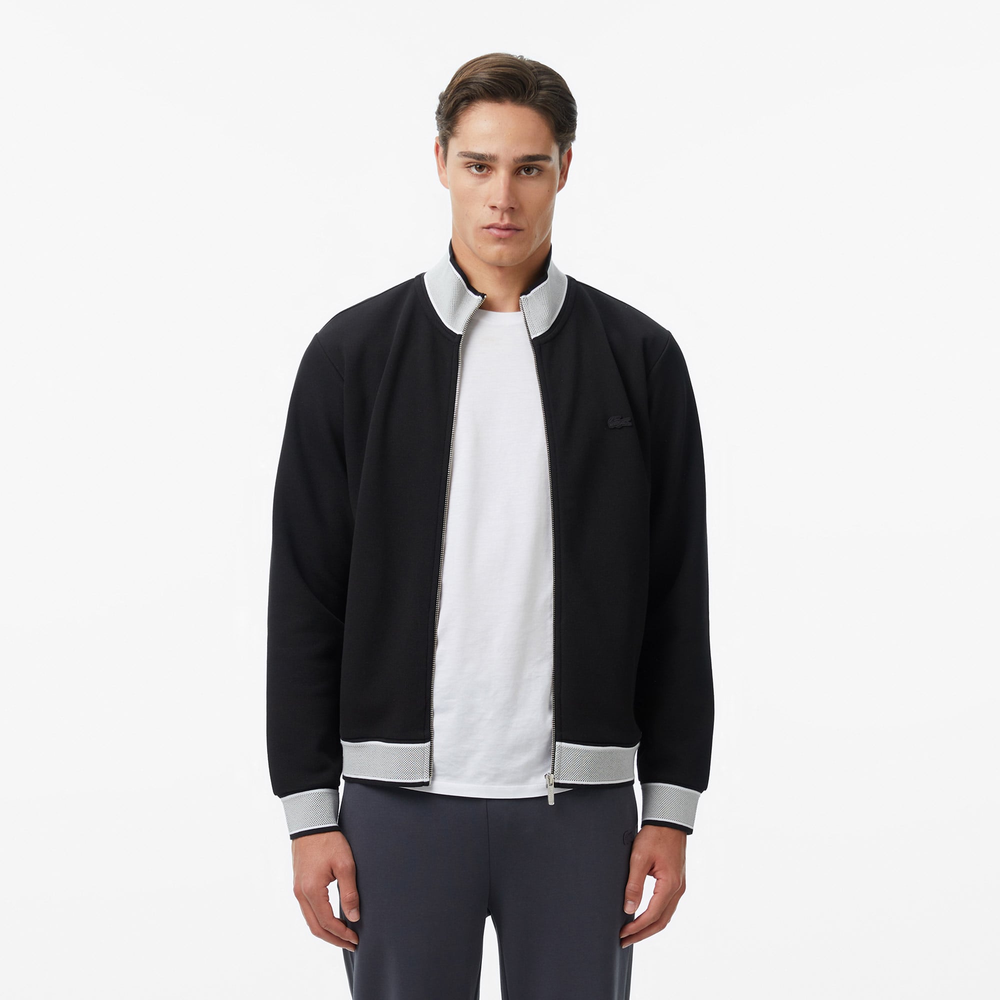 Lacoste Erkek Regular Fit Fermuarlı Renk Bloklu Siyah Sweatshirt