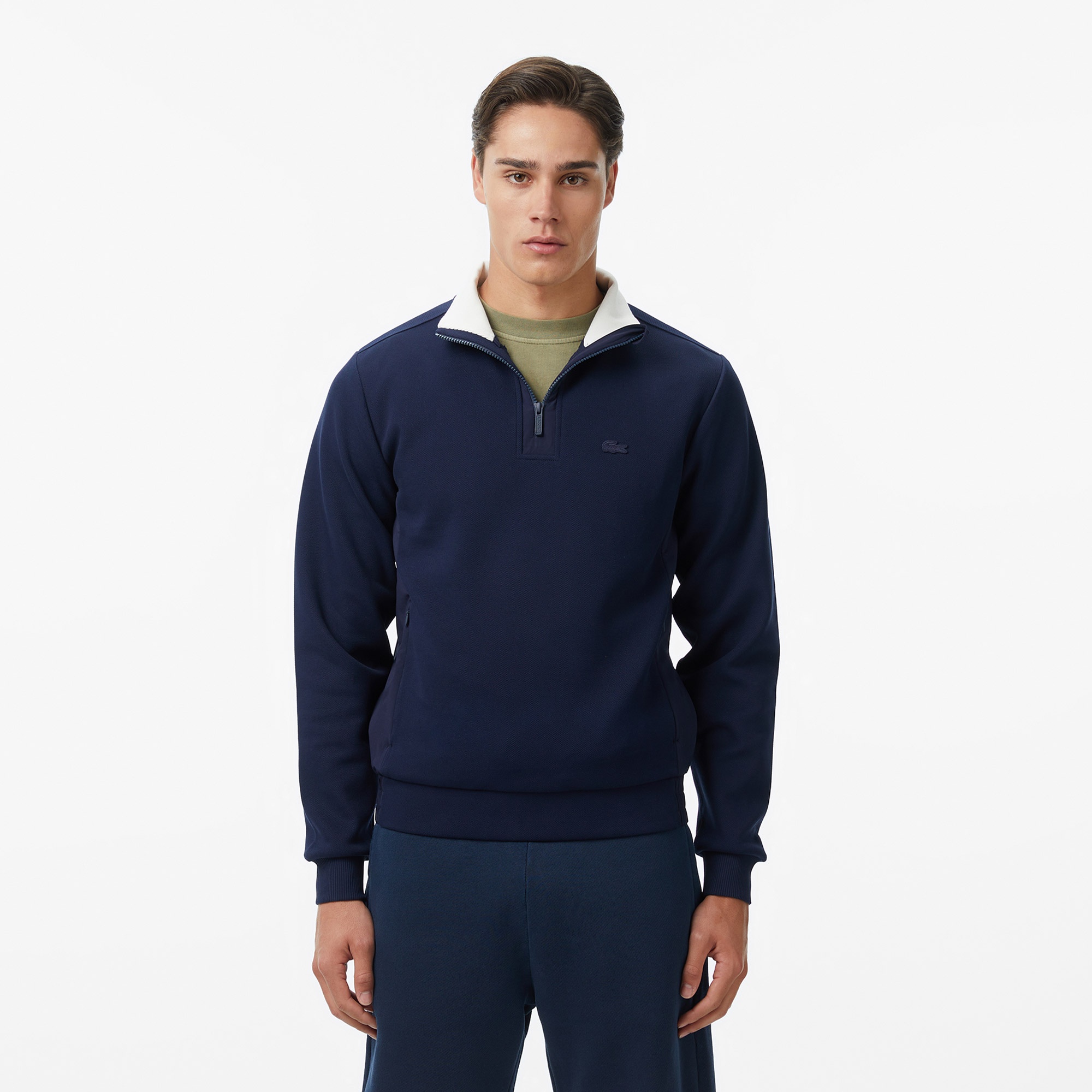 Erkek Classic Fit Yarım Fermuarlı Lacivert Sweatshirt