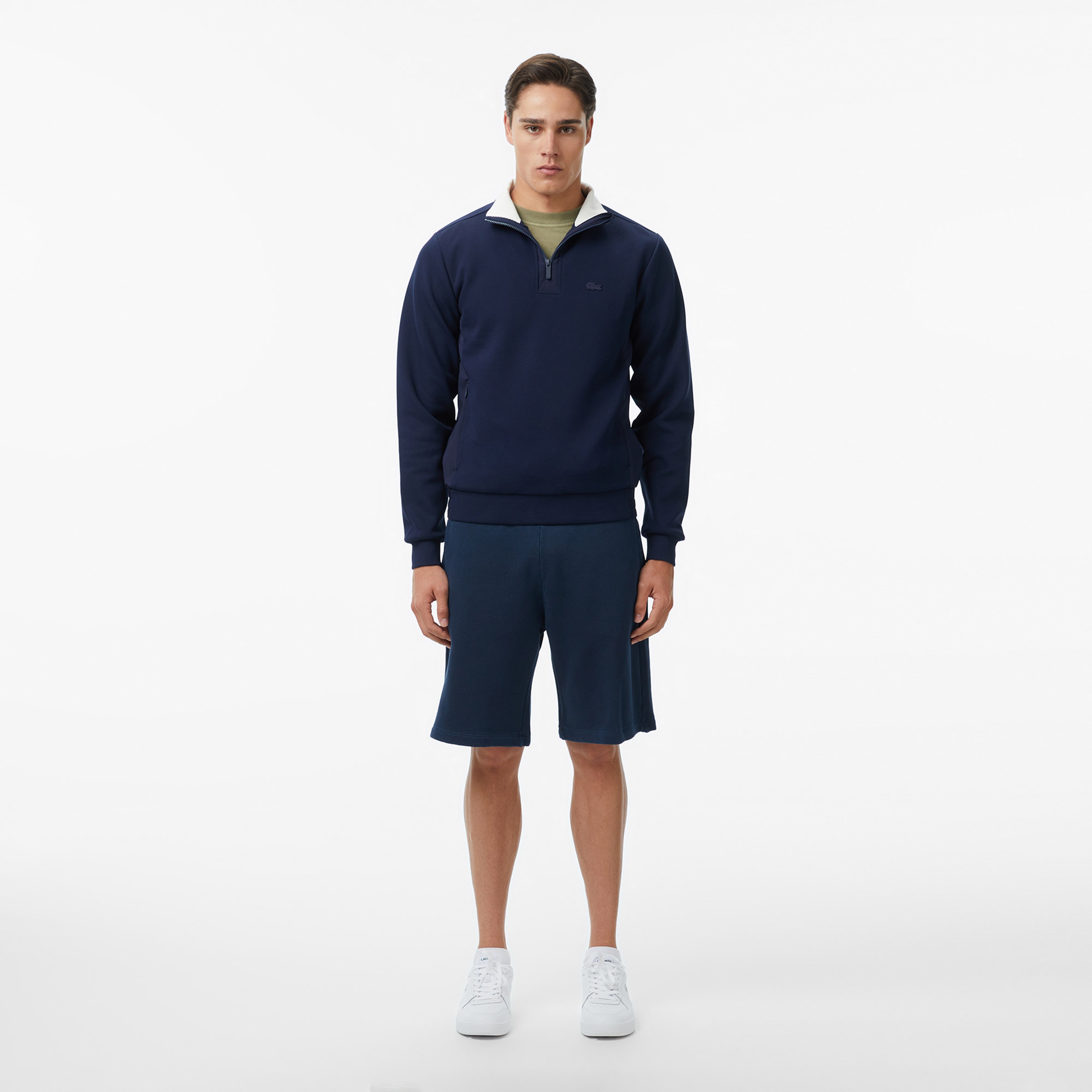 Erkek Classic Fit Yarım Fermuarlı Lacivert Sweatshirt