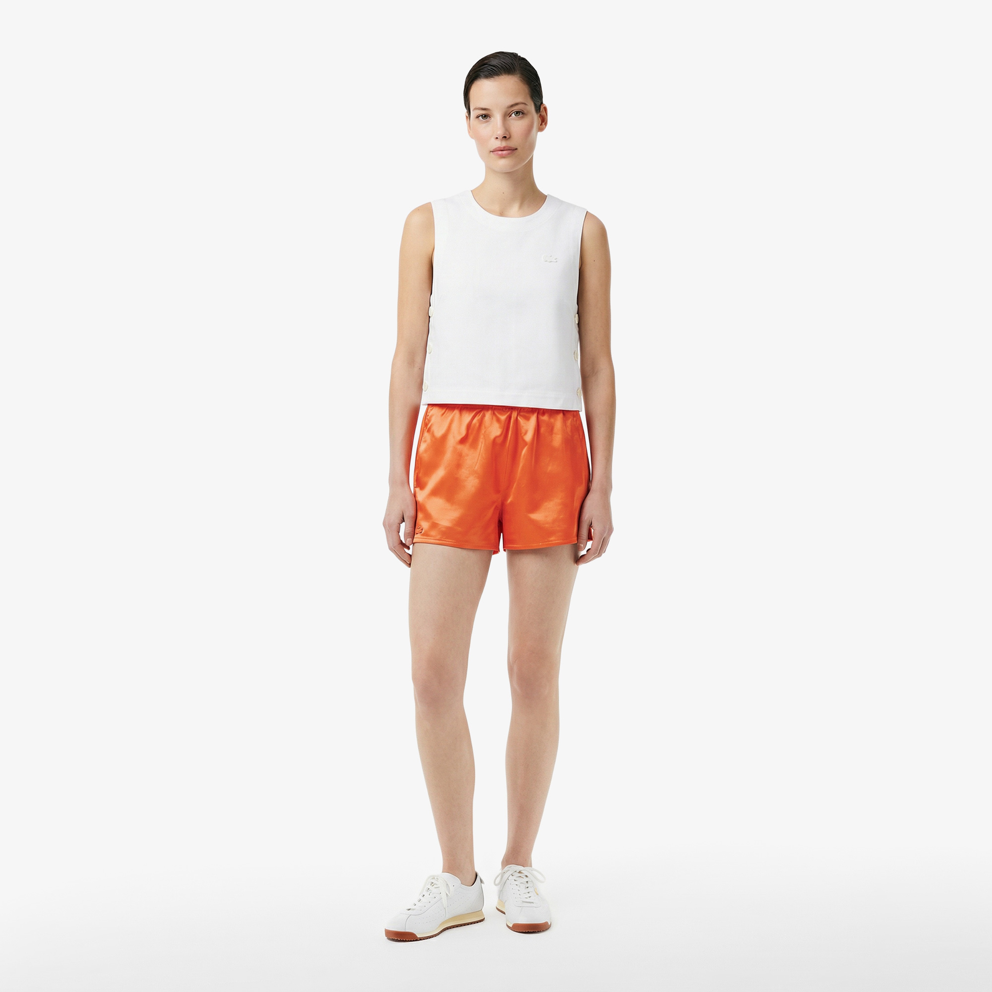 Kadın Slim Fit Kolsuz Krem Bluz