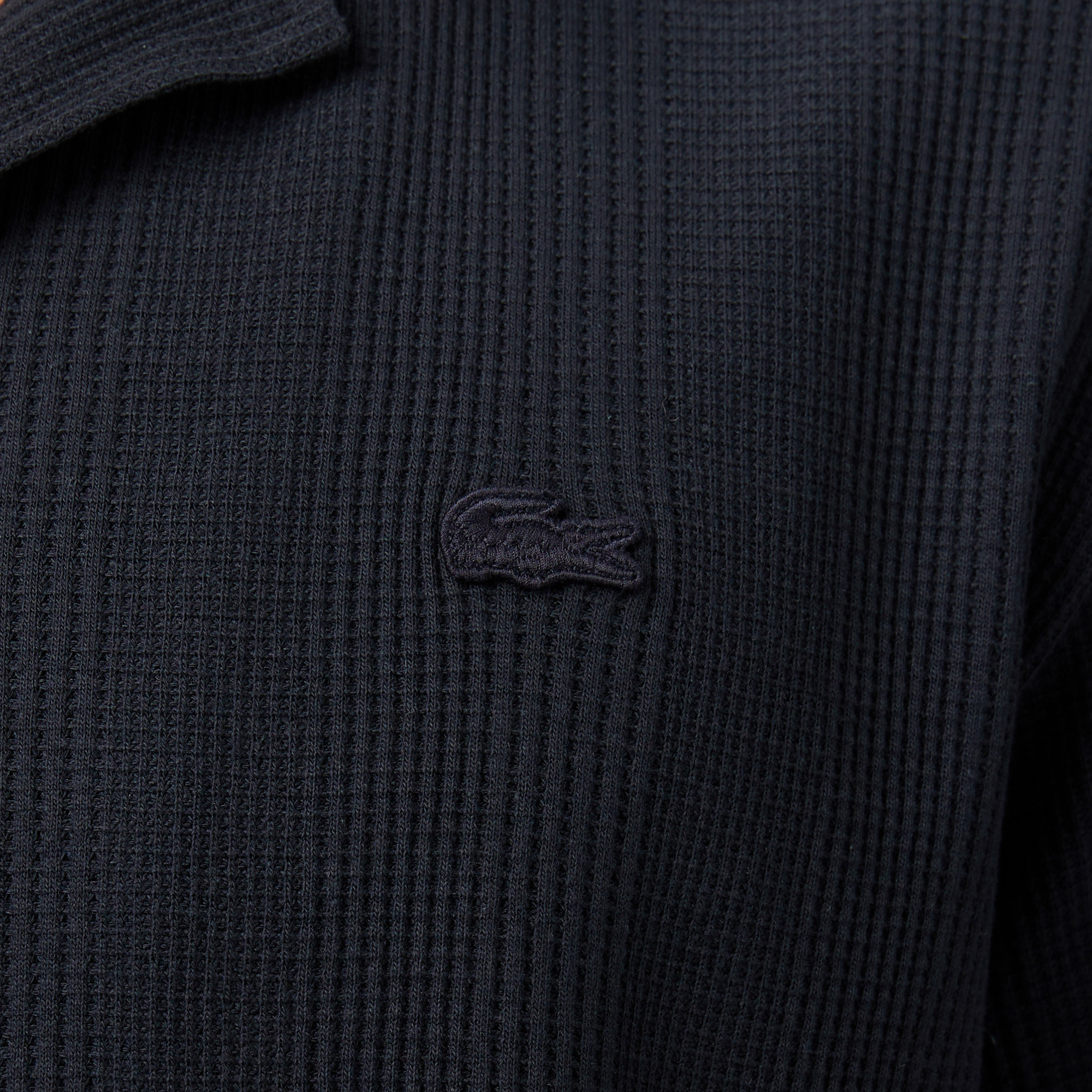 Lacoste Erkek Relaxed Fit Kısa Kollu Çizgili Koyu Gri Gömlek görsel 7