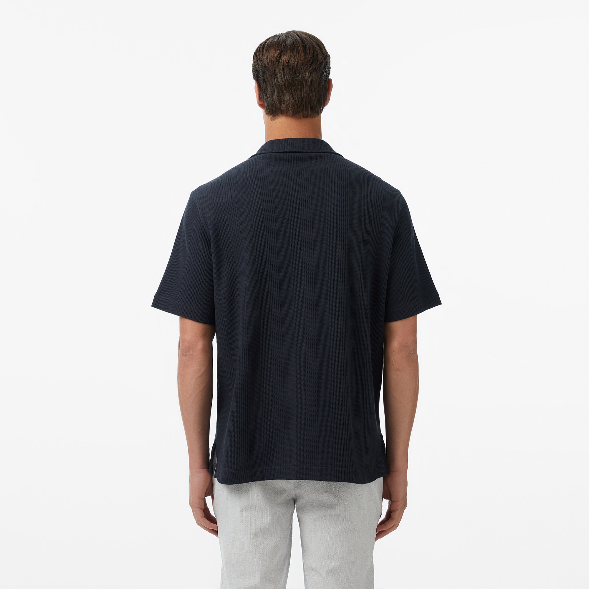 Erkek Relaxed Fit Kısa Kollu Koyu Gri Gömlek