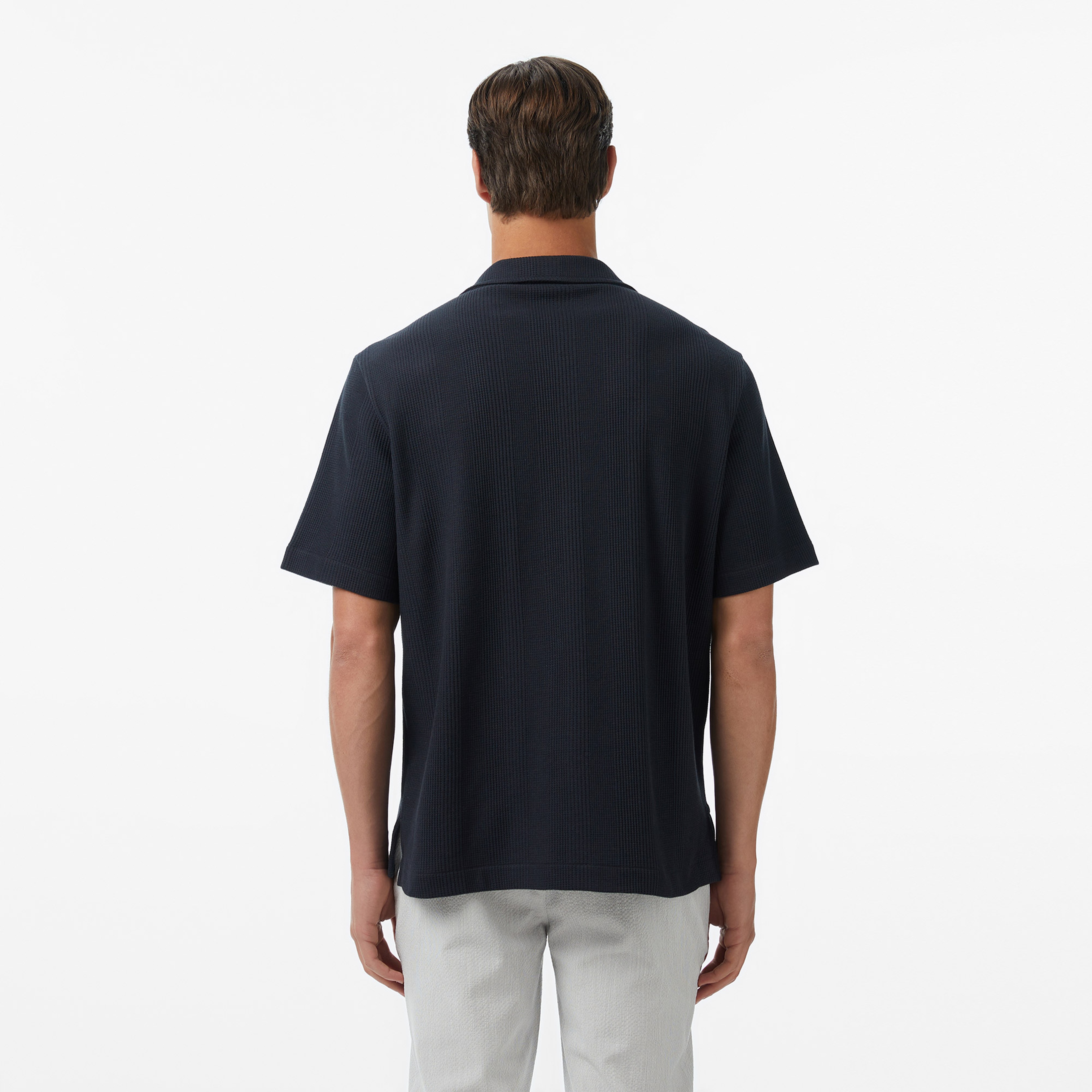 Erkek Relaxed Fit Kısa Kollu Koyu Gri Gömlek