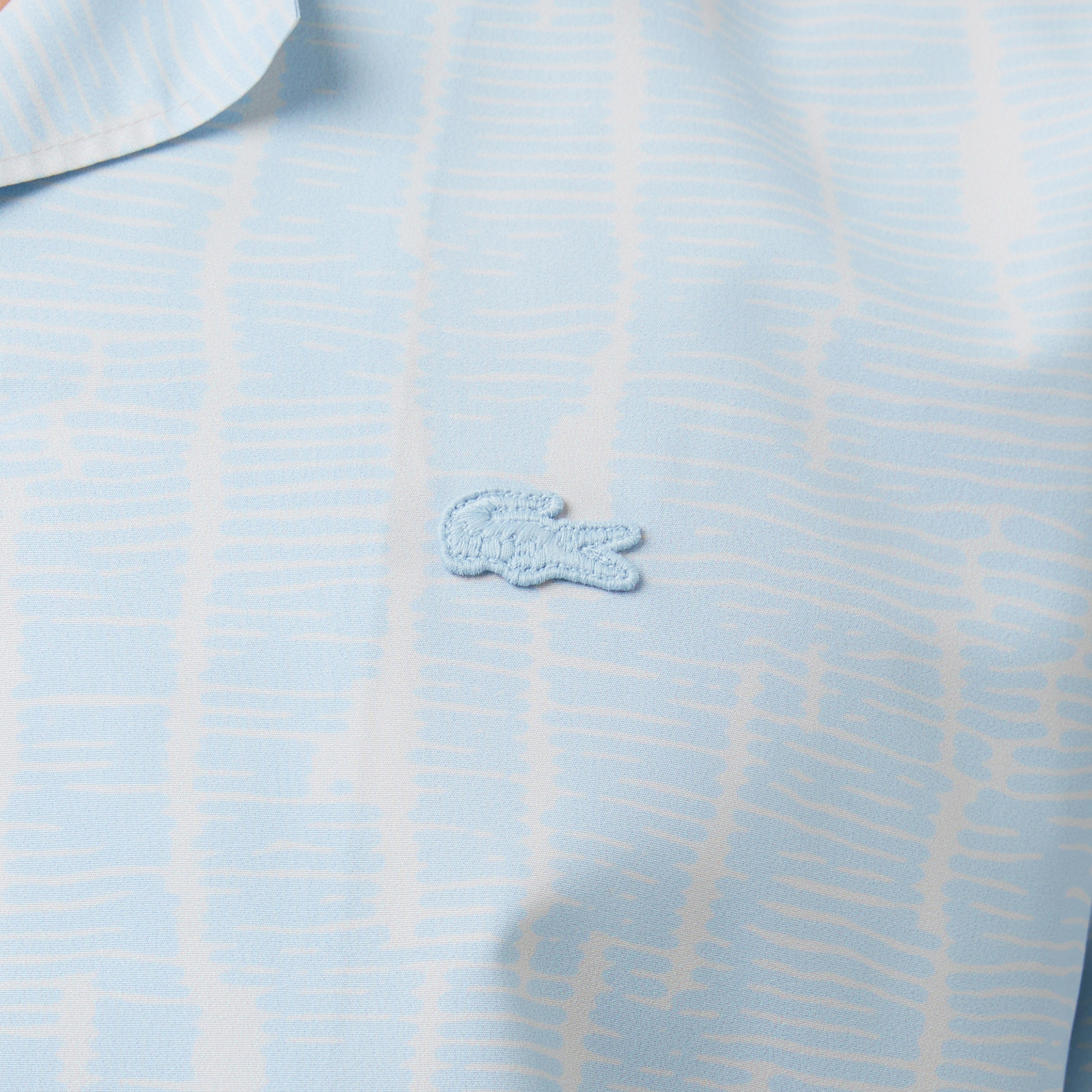 Erkek Relaxed Fit Kısa Kollu Desenli Mavi Gömlek