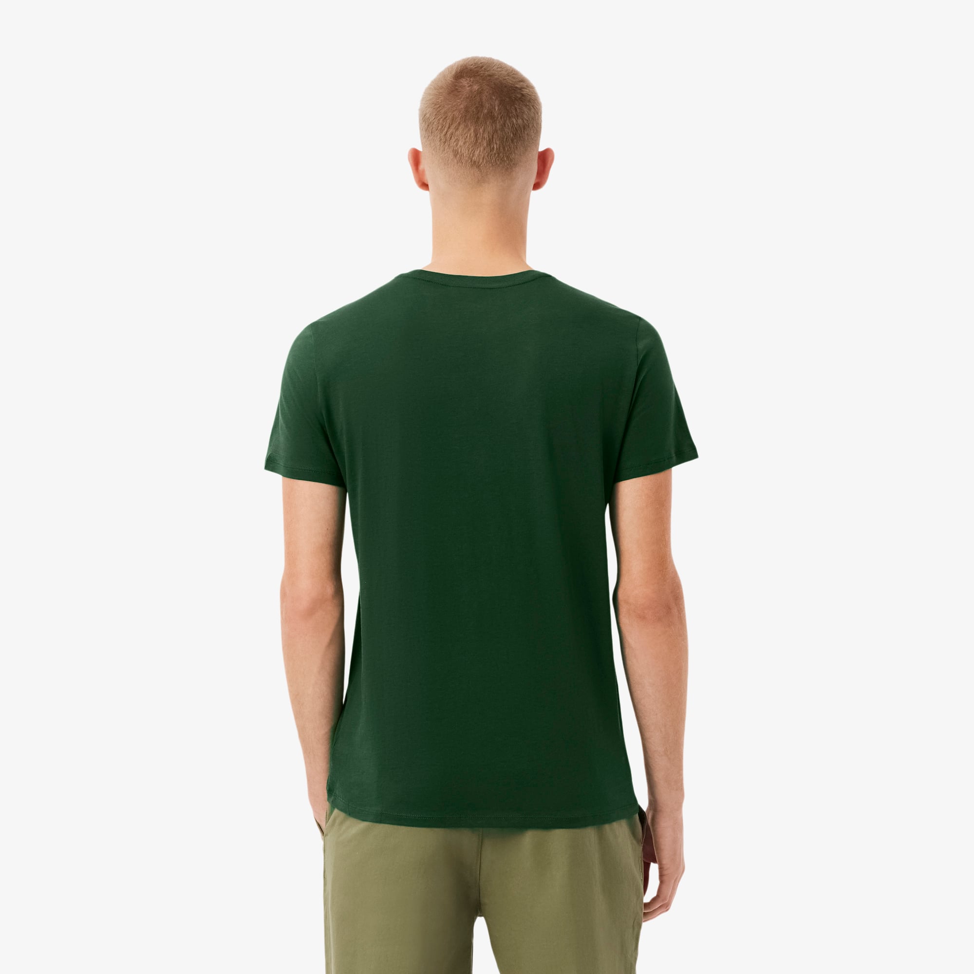 Lacoste Erkek Regular Fit Bisiklet Yaka Koyu Yeşil T-Shirt görsel 3