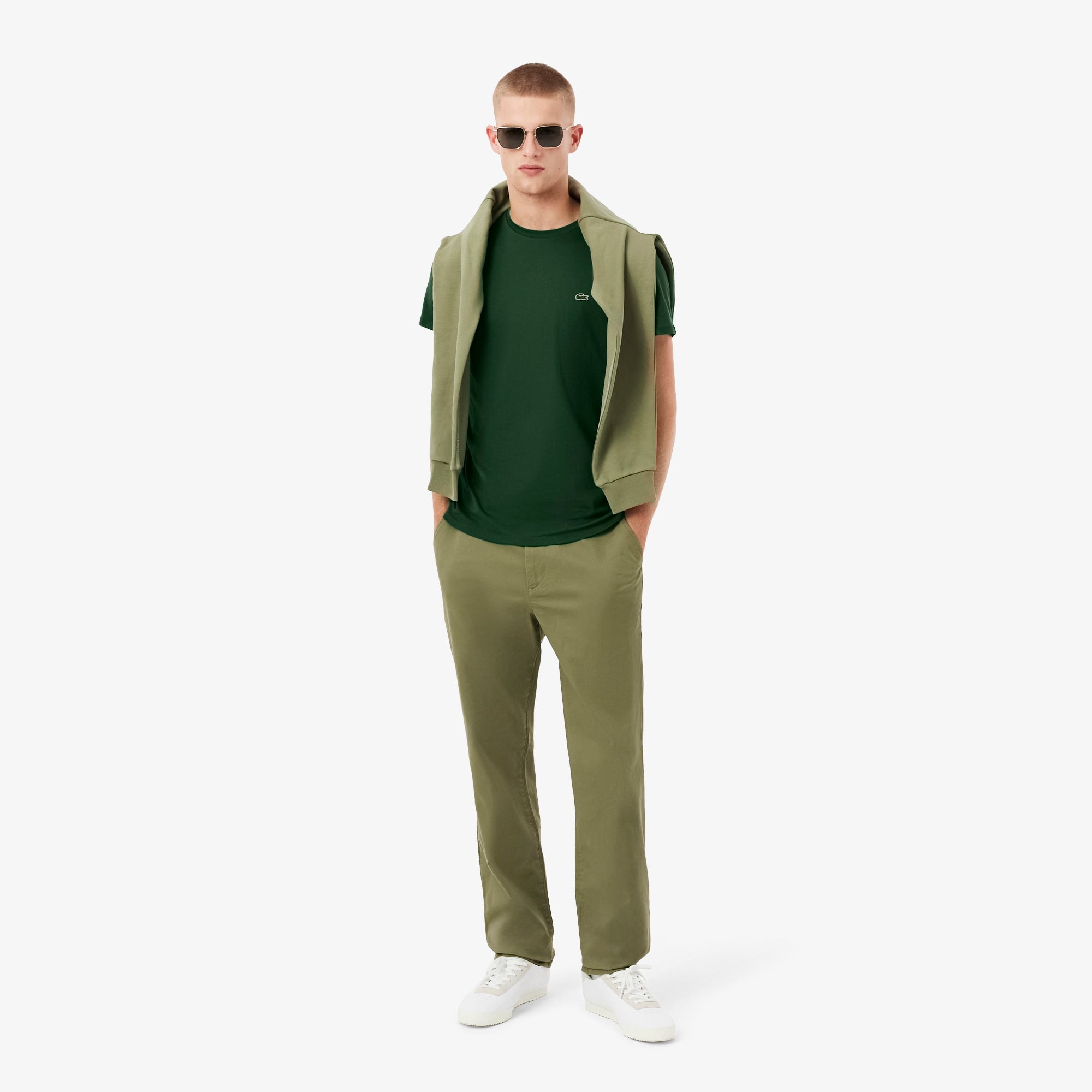 Lacoste Erkek Regular Fit Bisiklet Yaka Koyu Yeşil T-Shirt görsel 6