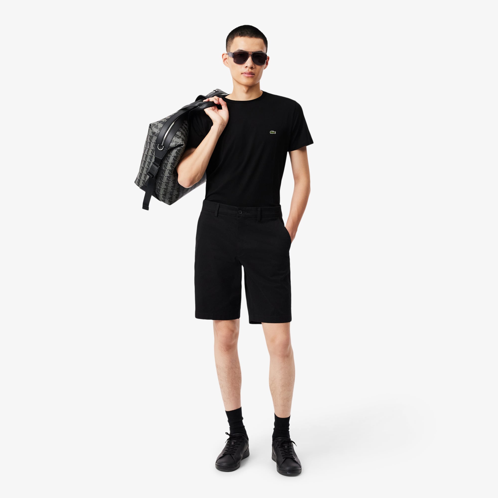 Lacoste Erkek Regular Fit Bisiklet Yaka Siyah T-Shirt görsel 6