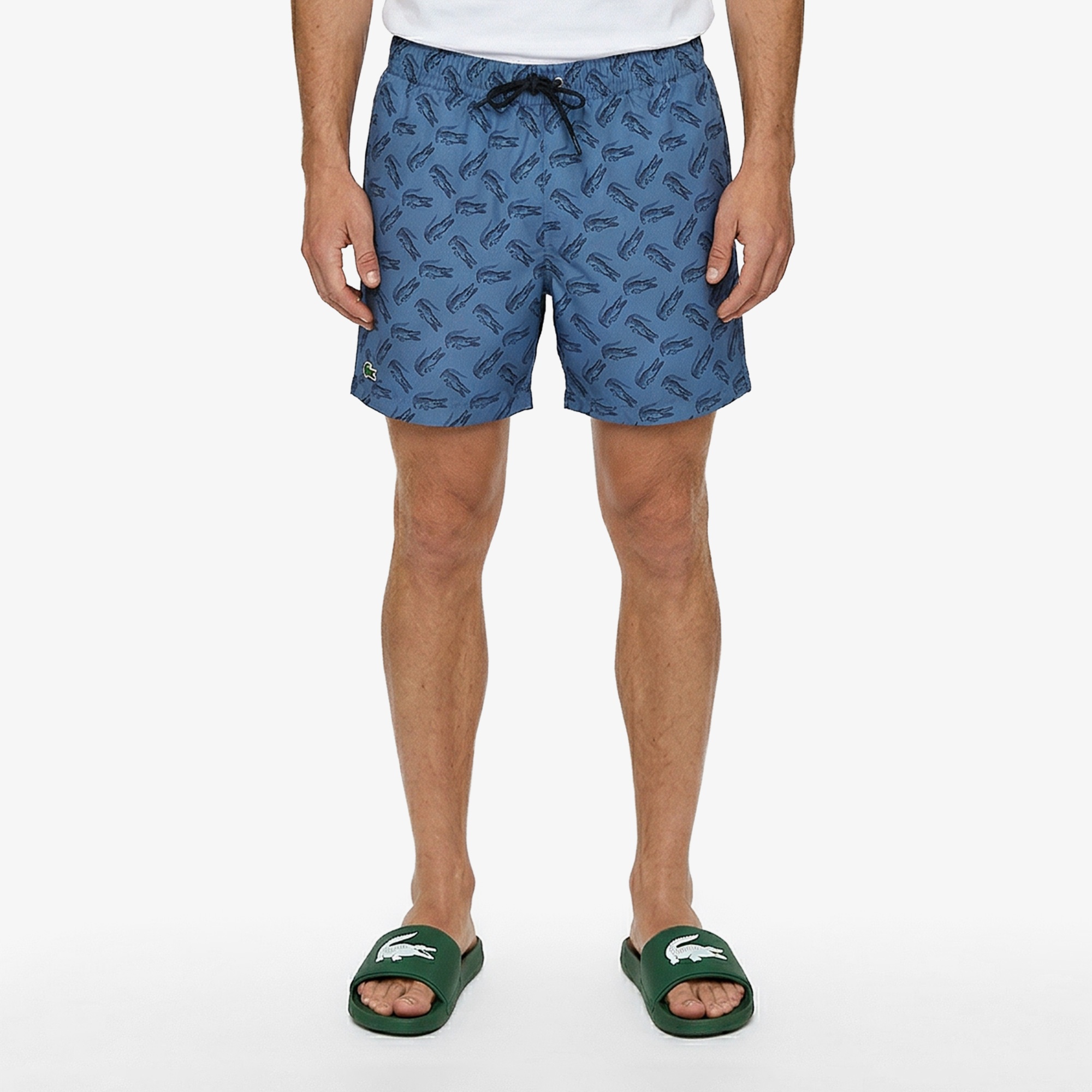 Erkek Regular Fit Desenli Mavi Deniz Şortu