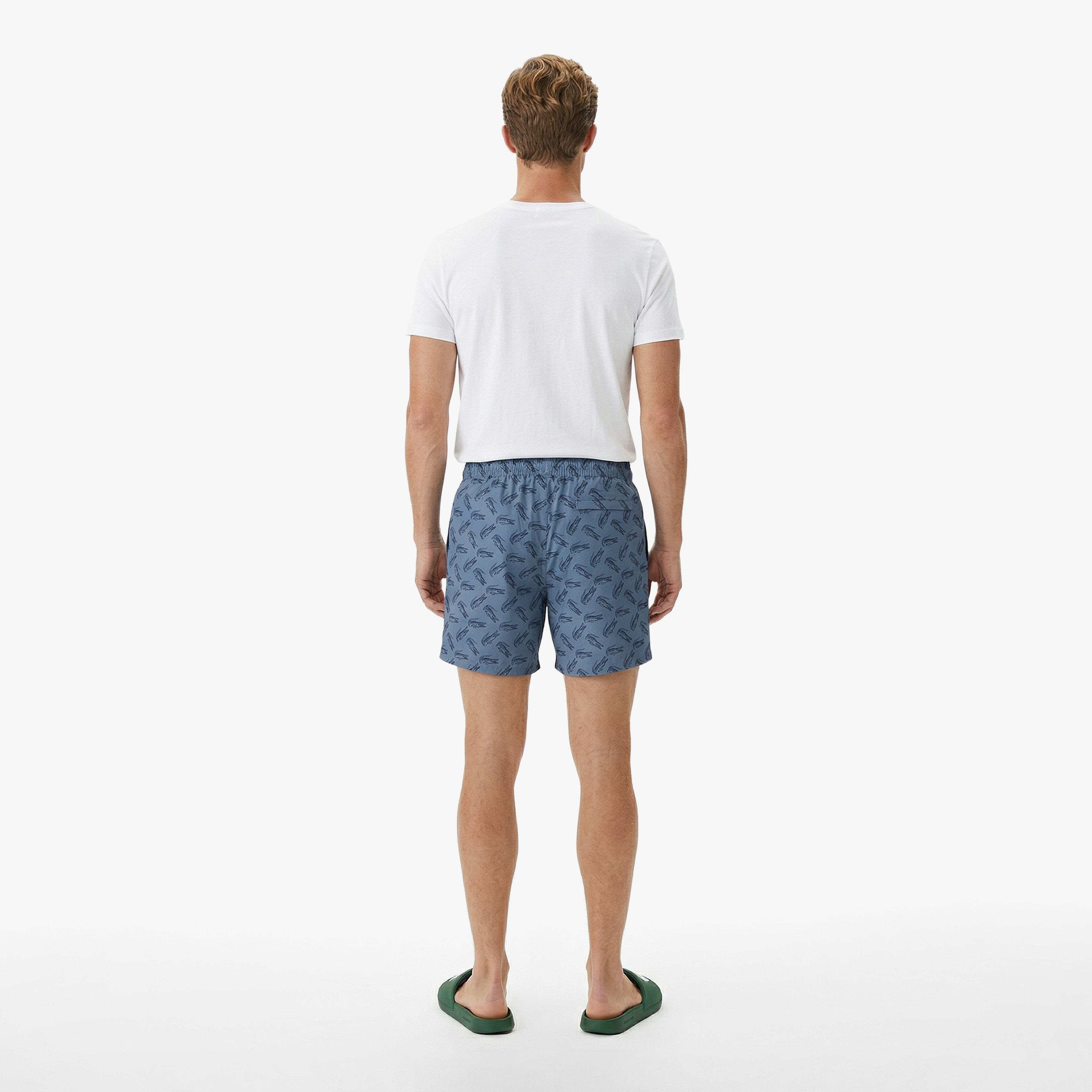 Erkek Regular Fit Desenli Mavi Deniz Şortu