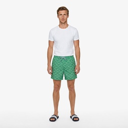 Erkek Regular Fit Desenli Yeşil Deniz Şortu Yeşil
