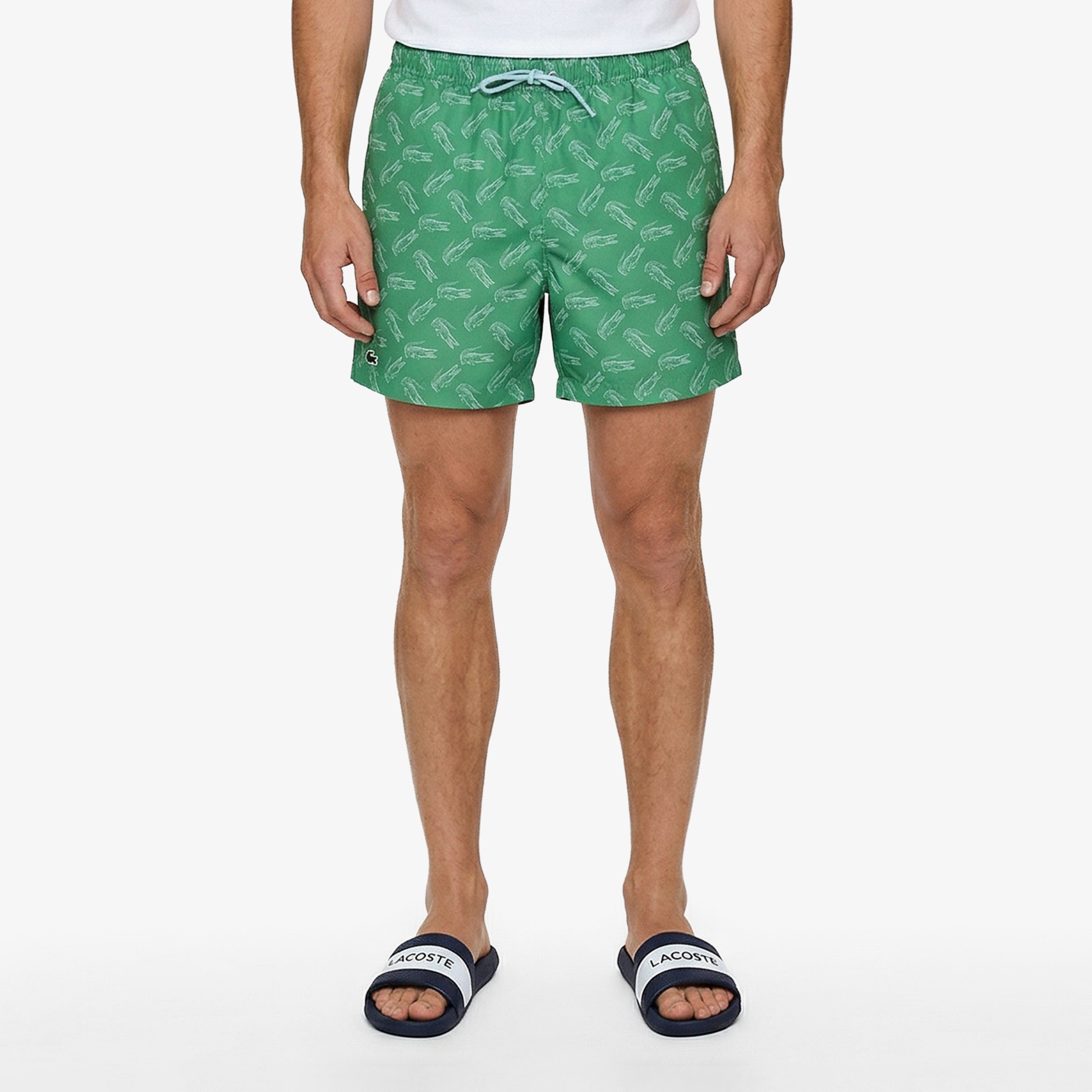 Erkek Regular Fit Desenli Yeşil Deniz Şortu