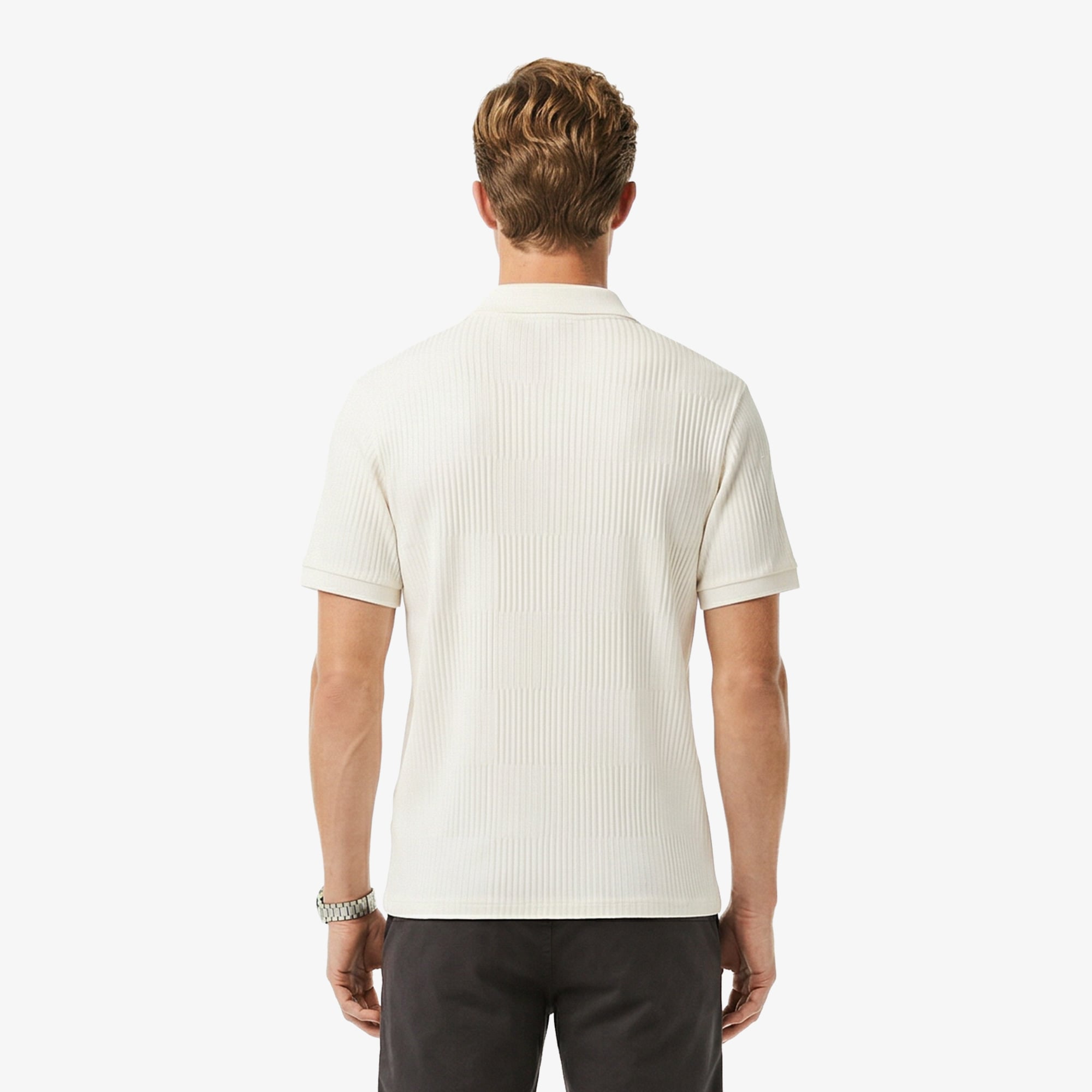 Erkek Regular Fit Çizgili Beyaz Polo PH0642.70V | Lacoste