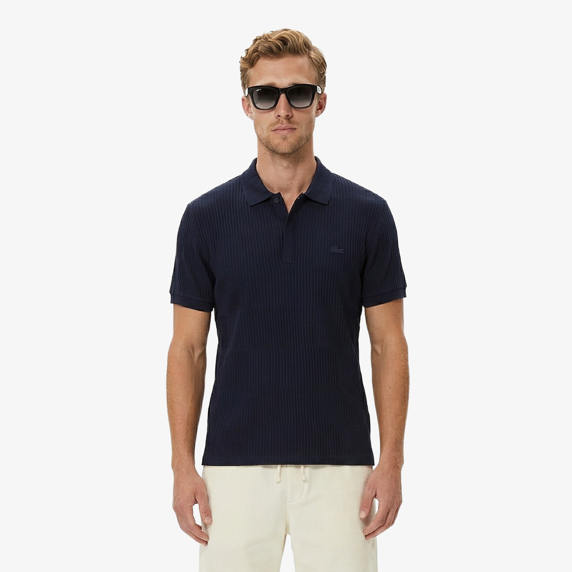 Erkek Regular Fit Çizgili Lacivert Polo