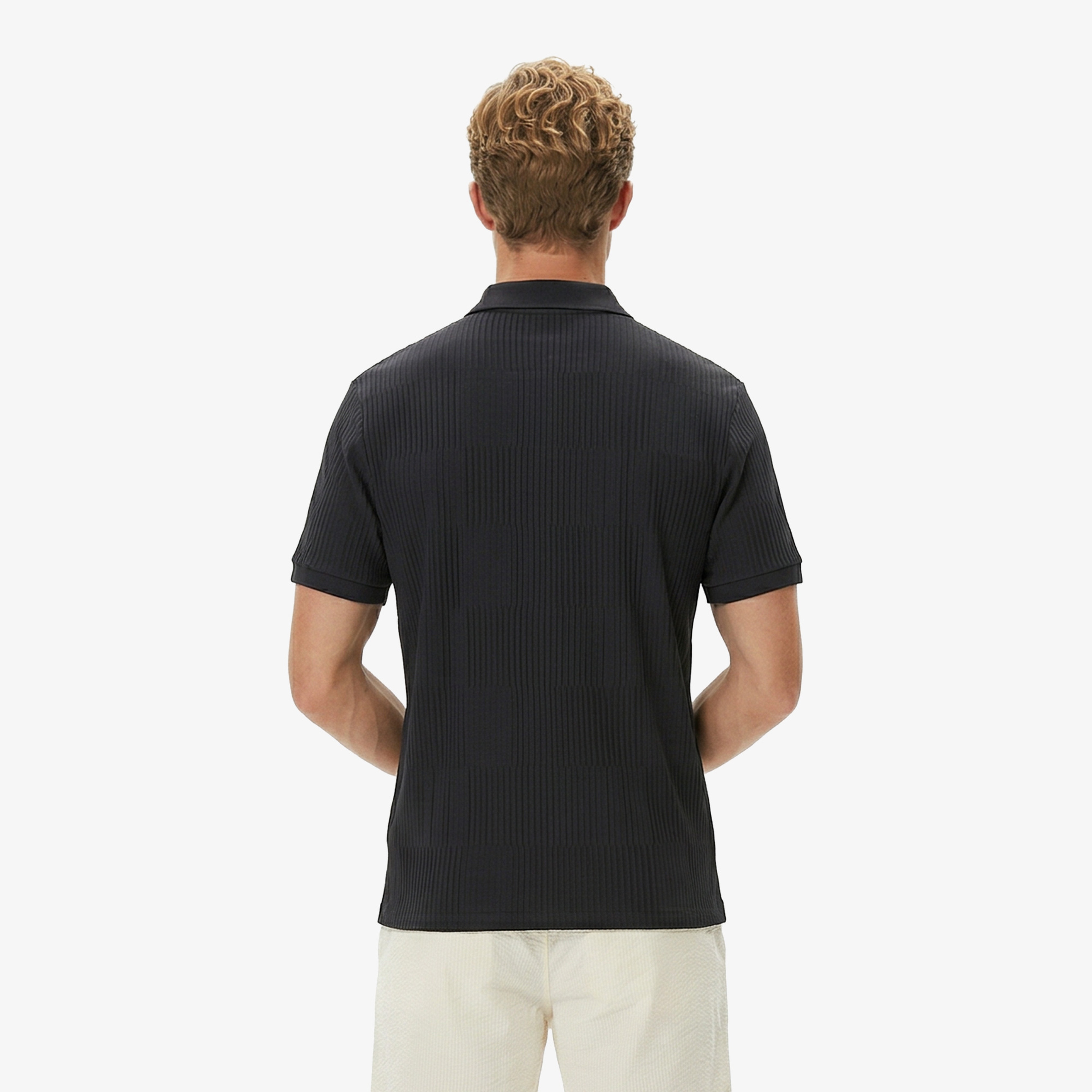 Erkek Regular Fit Polo Yaka Çizgili Koyu Gri Polo