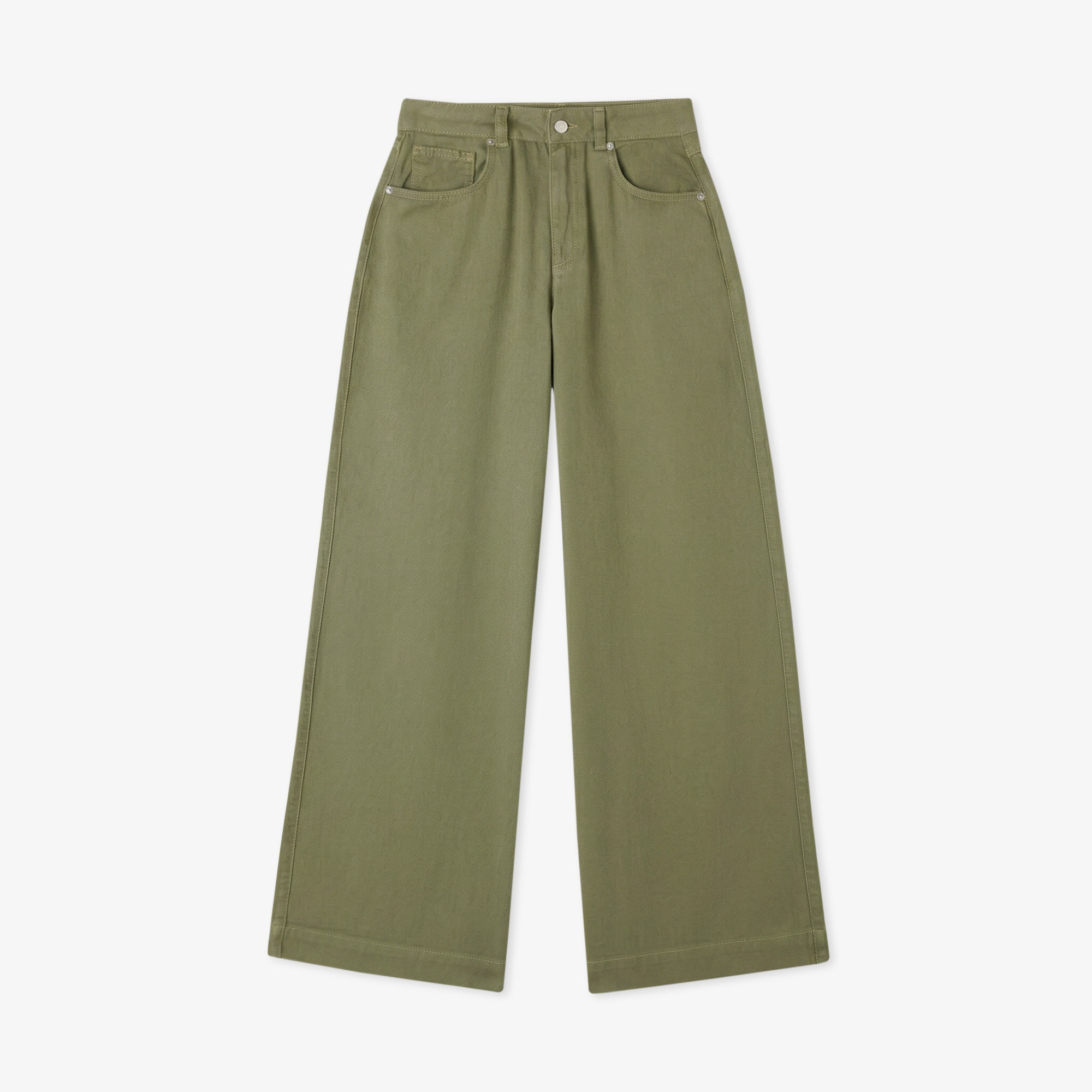 Kadın Regular Fit Haki Jean Pantolon