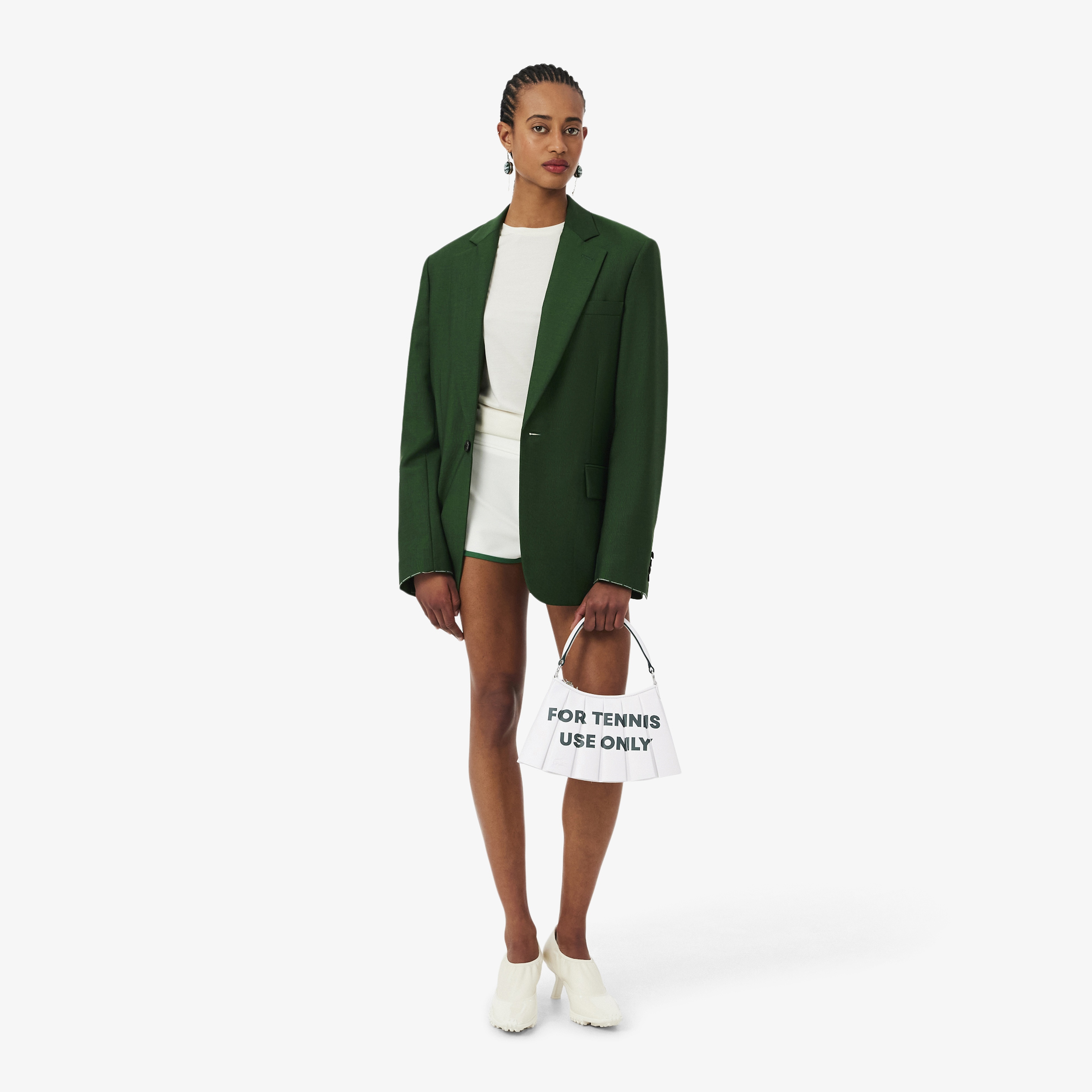 SS26 RUNWAY Small Lenglen Kadın Baskılı Beyaz Omuz Çantası