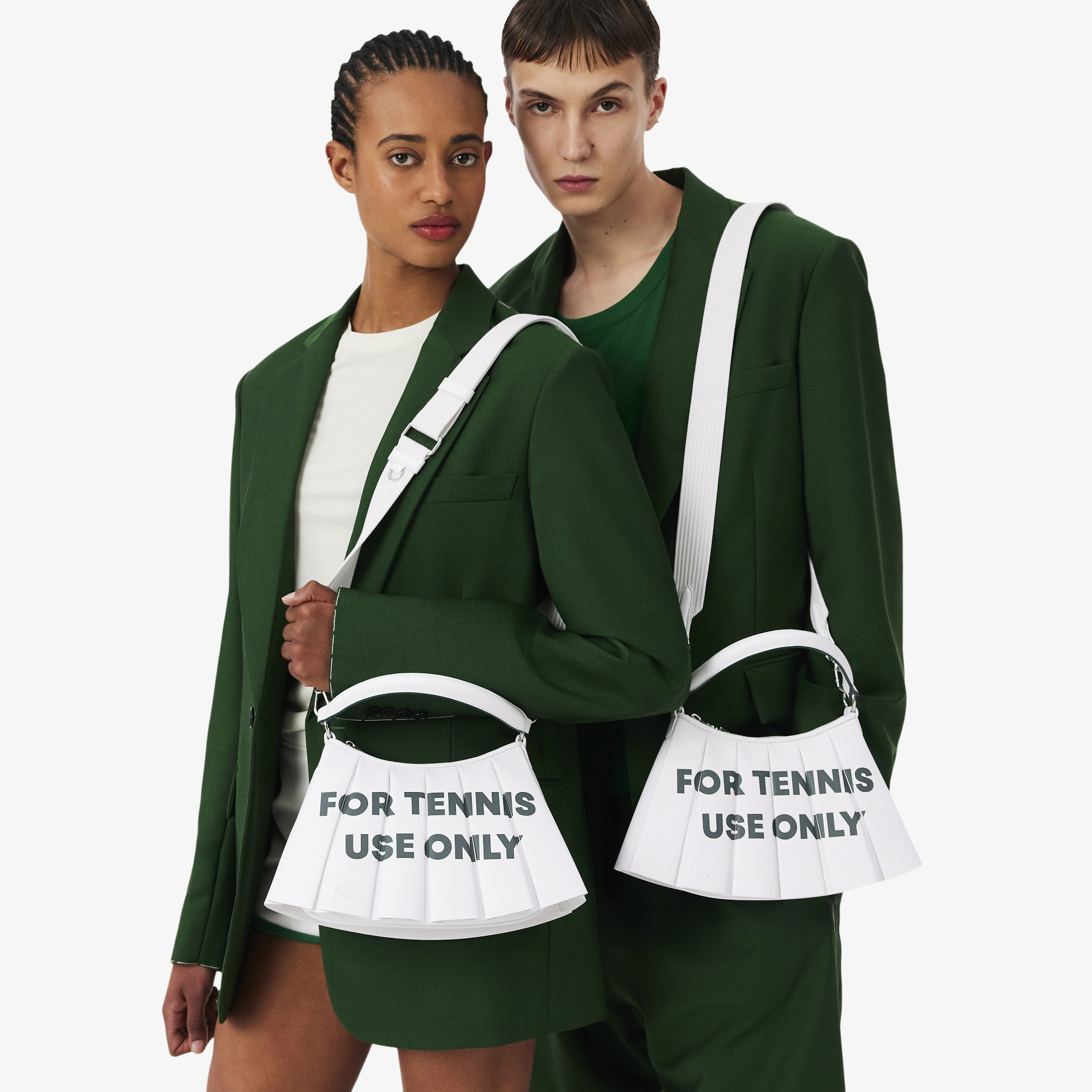 SS26 RUNWAY Small Lenglen Kadın Baskılı Beyaz Omuz Çantası