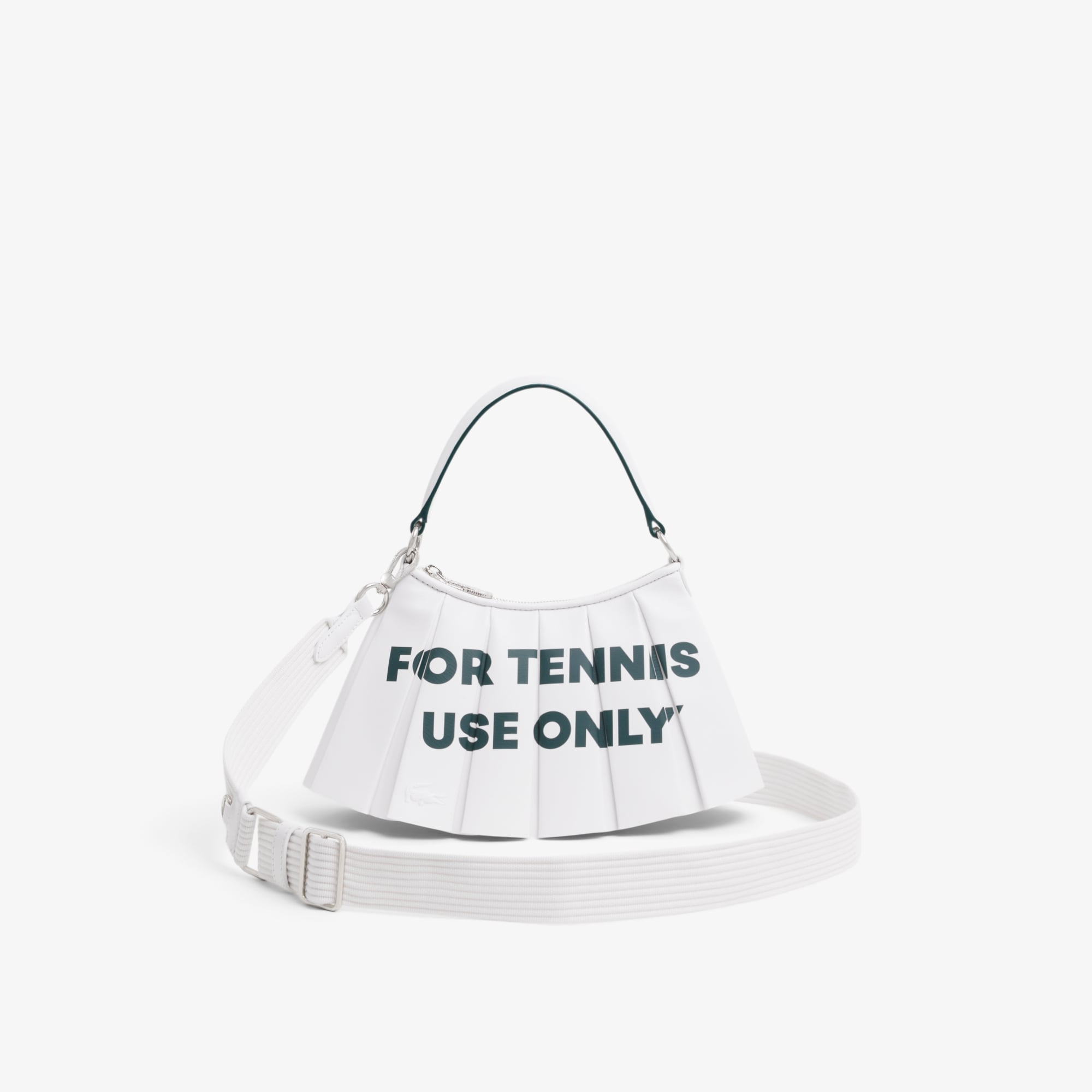Lacoste SS26 RUNWAY Small Lenglen Kadın Baskılı Beyaz Omuz Çantası