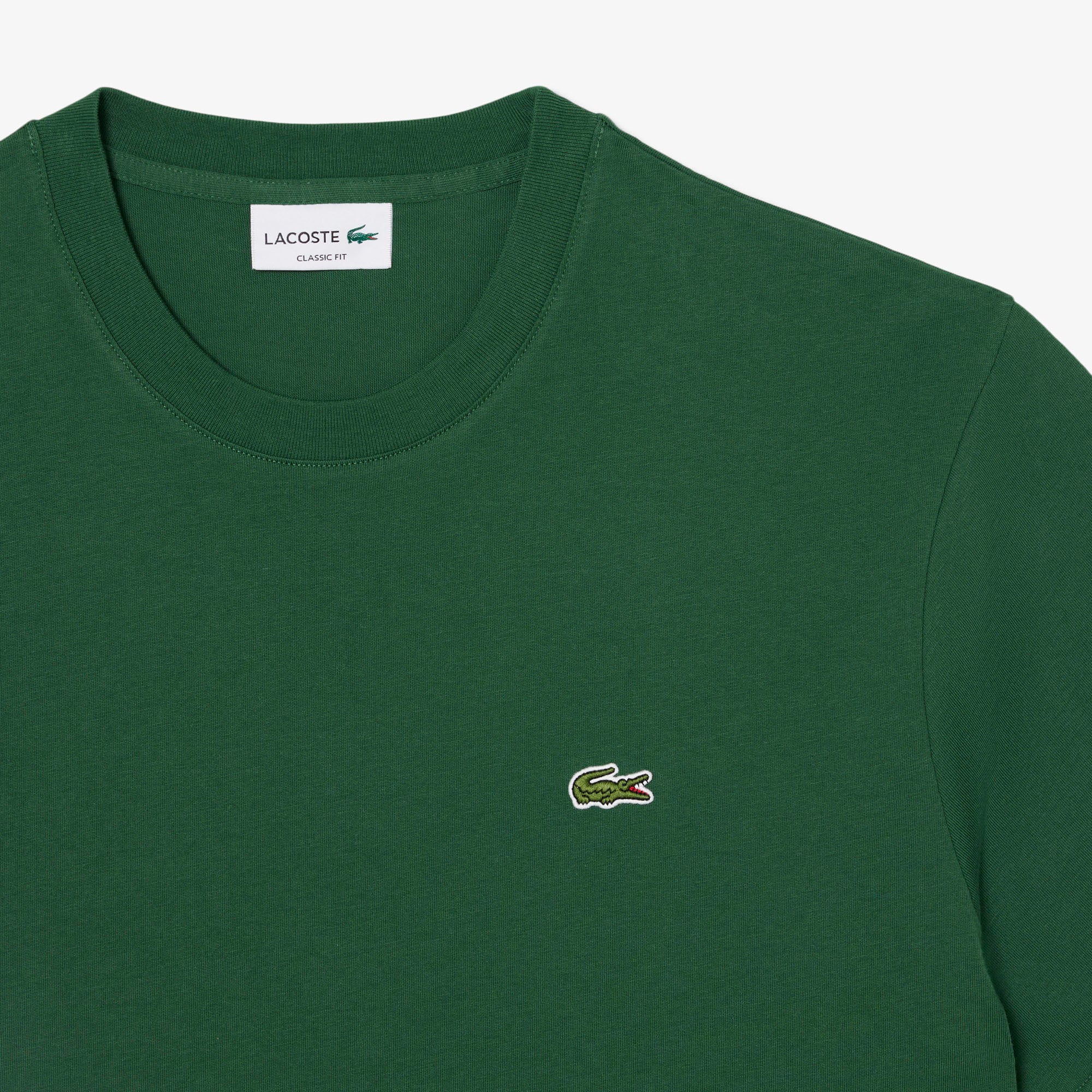 Lacoste Erkek Classic Fit Bisiklet Yaka Koyu Yeşil T-Shirt görsel 5