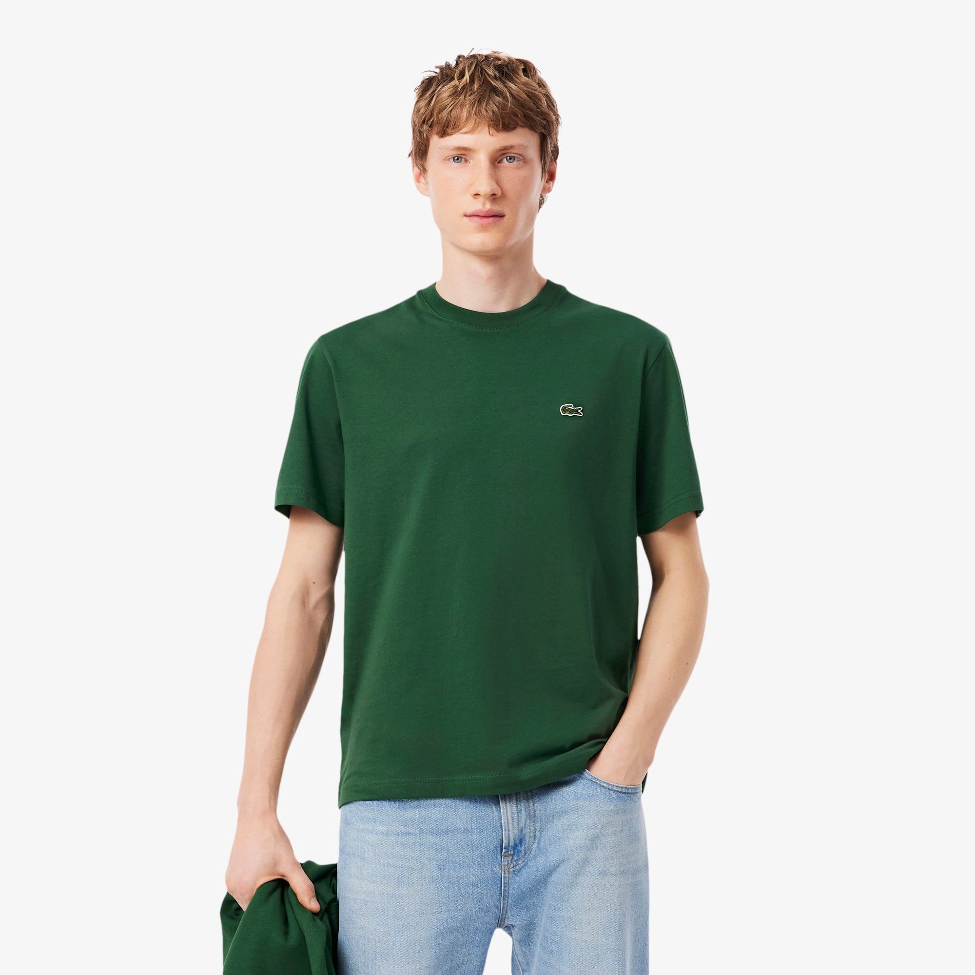 Erkek Classic Fit Bisiklet Yaka Koyu Yeşil T-Shirt TH7318.132