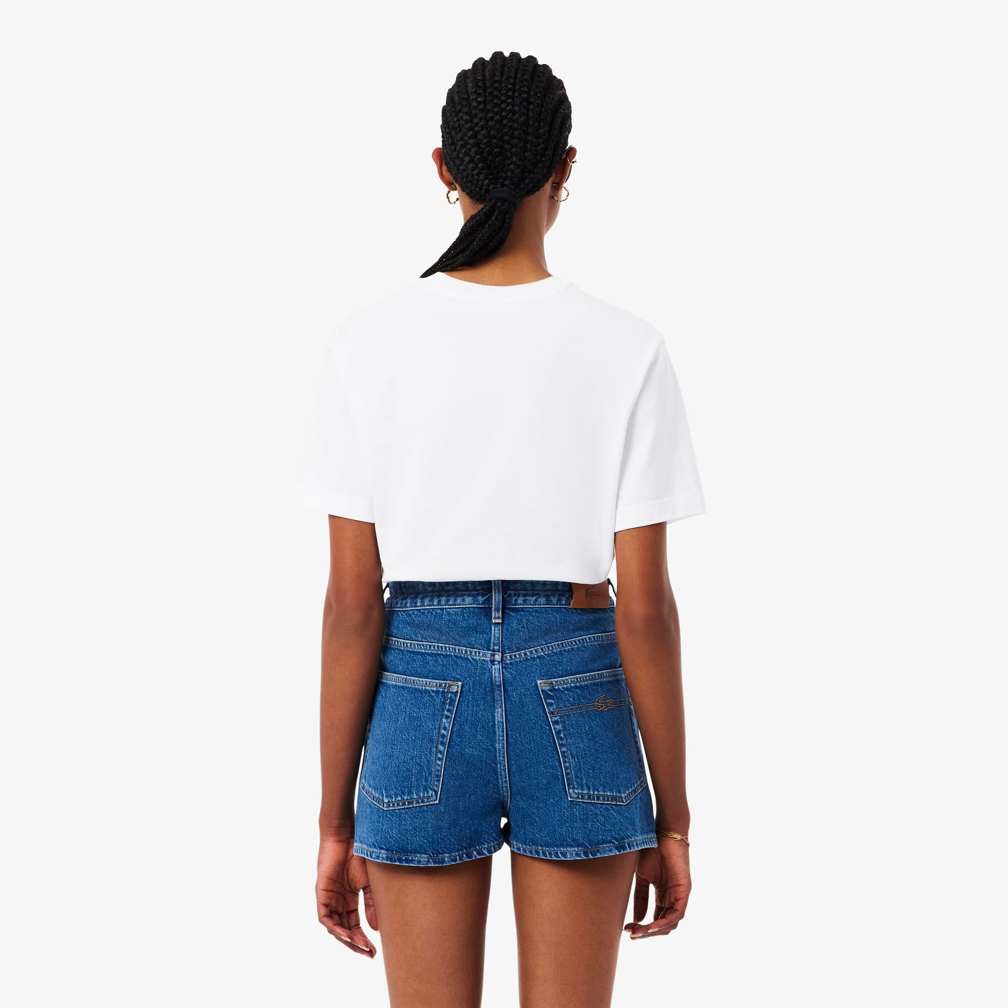 Lacoste Kadın Relaxed Fit Bisiklet Yaka Beyaz T-Shirt görsel 3