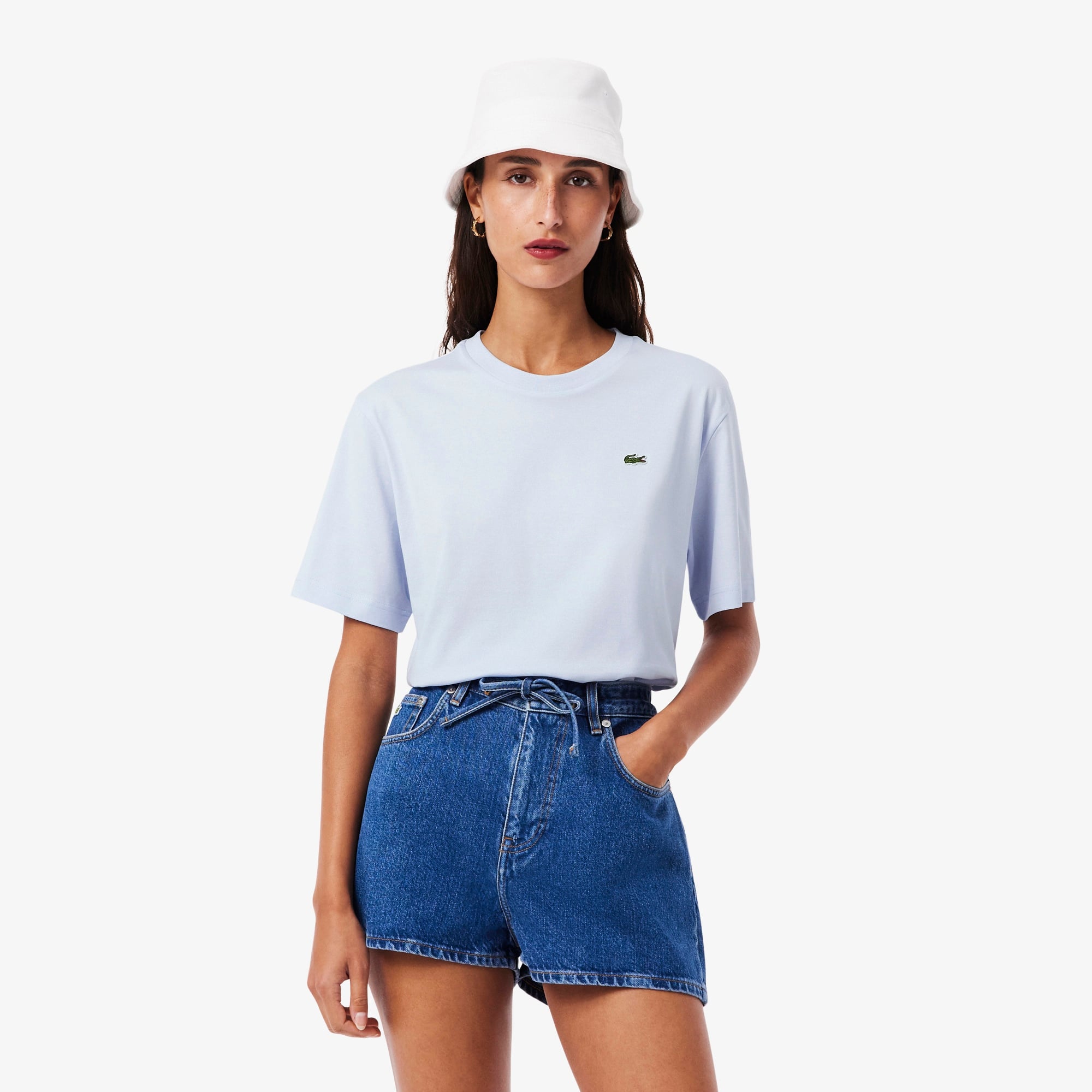 Kadın Relaxed Fit Bisiklet Yaka Mavi T-Shirt