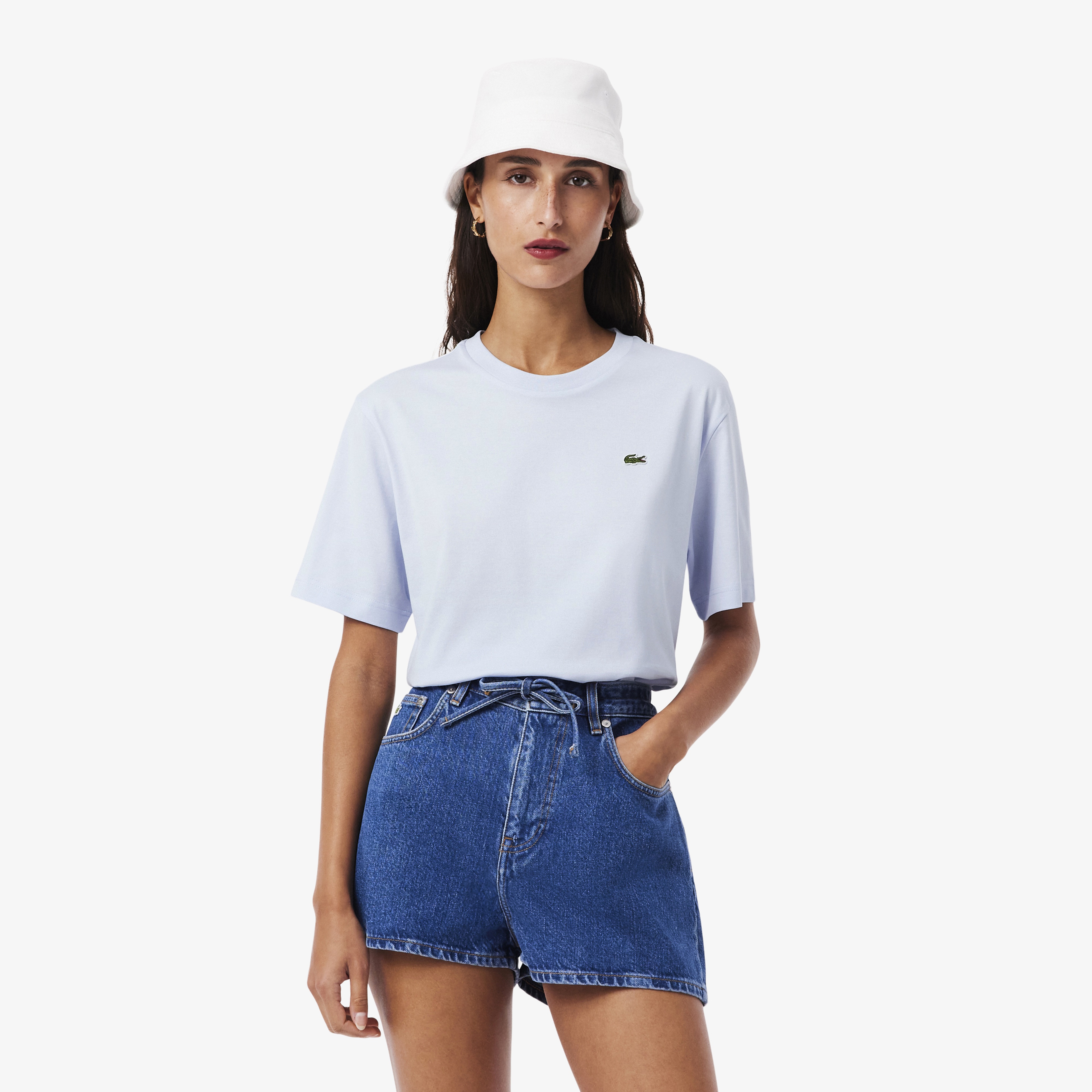 Kadın Relaxed Fit Bisiklet Yaka Mavi T-Shirt