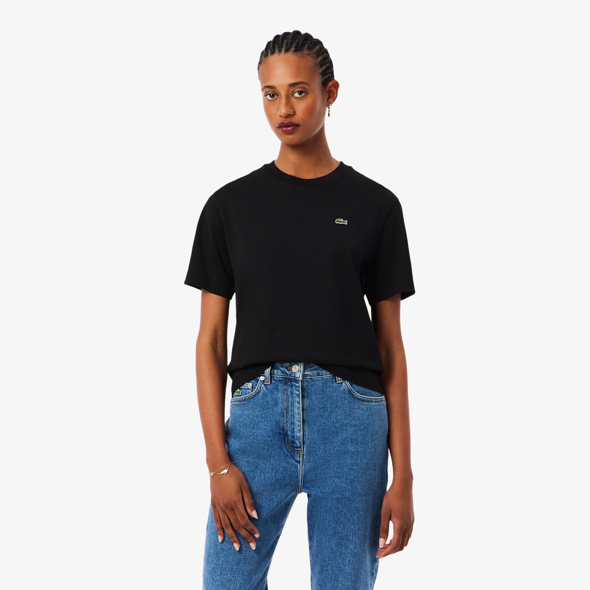 Kadın Relaxed Fit Bisiklet Yaka Siyah T-Shirt TF7215.031 | Lacoste