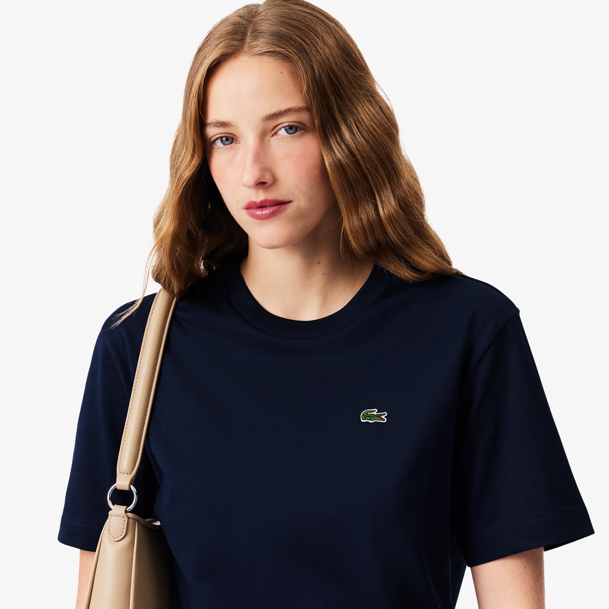 Lacoste Kadın Relaxed Fit Bisiklet Yaka Lacivert T-Shirt görsel 2