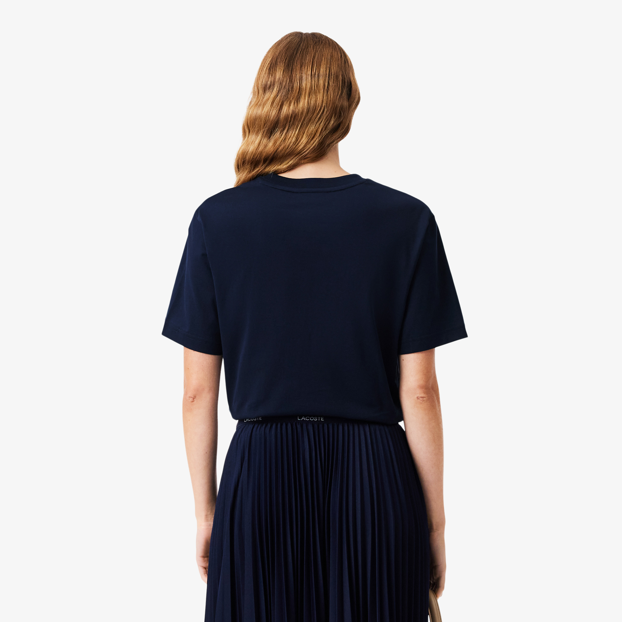 Lacoste Kadın Relaxed Fit Bisiklet Yaka Lacivert T-Shirt görsel 3