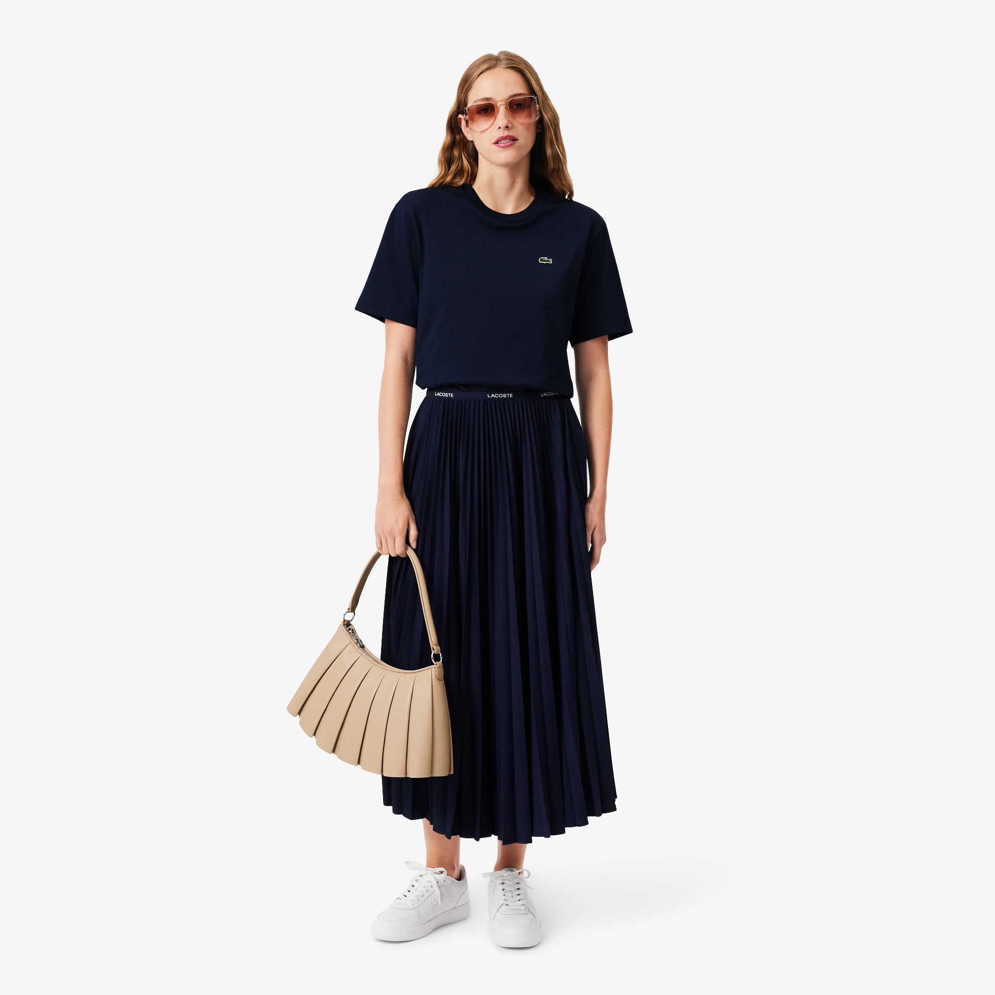 Lacoste Kadın Relaxed Fit Bisiklet Yaka Lacivert T-Shirt görsel 6