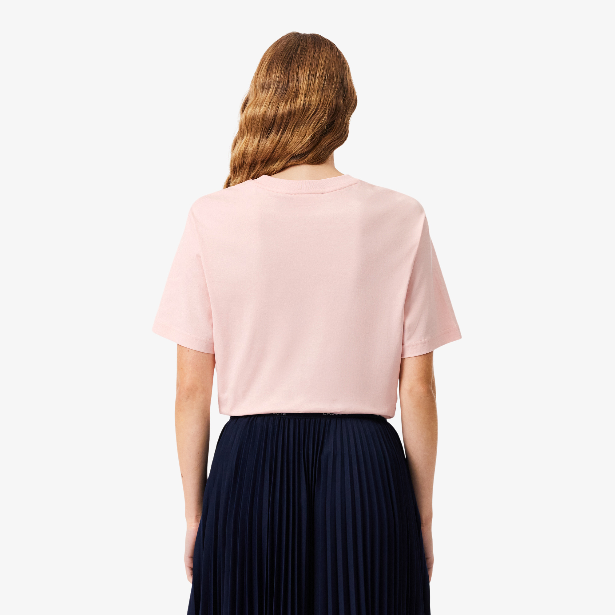Lacoste Kadın Relaxed Fit Bisiklet Yaka Pembe T-Shirt görsel 3