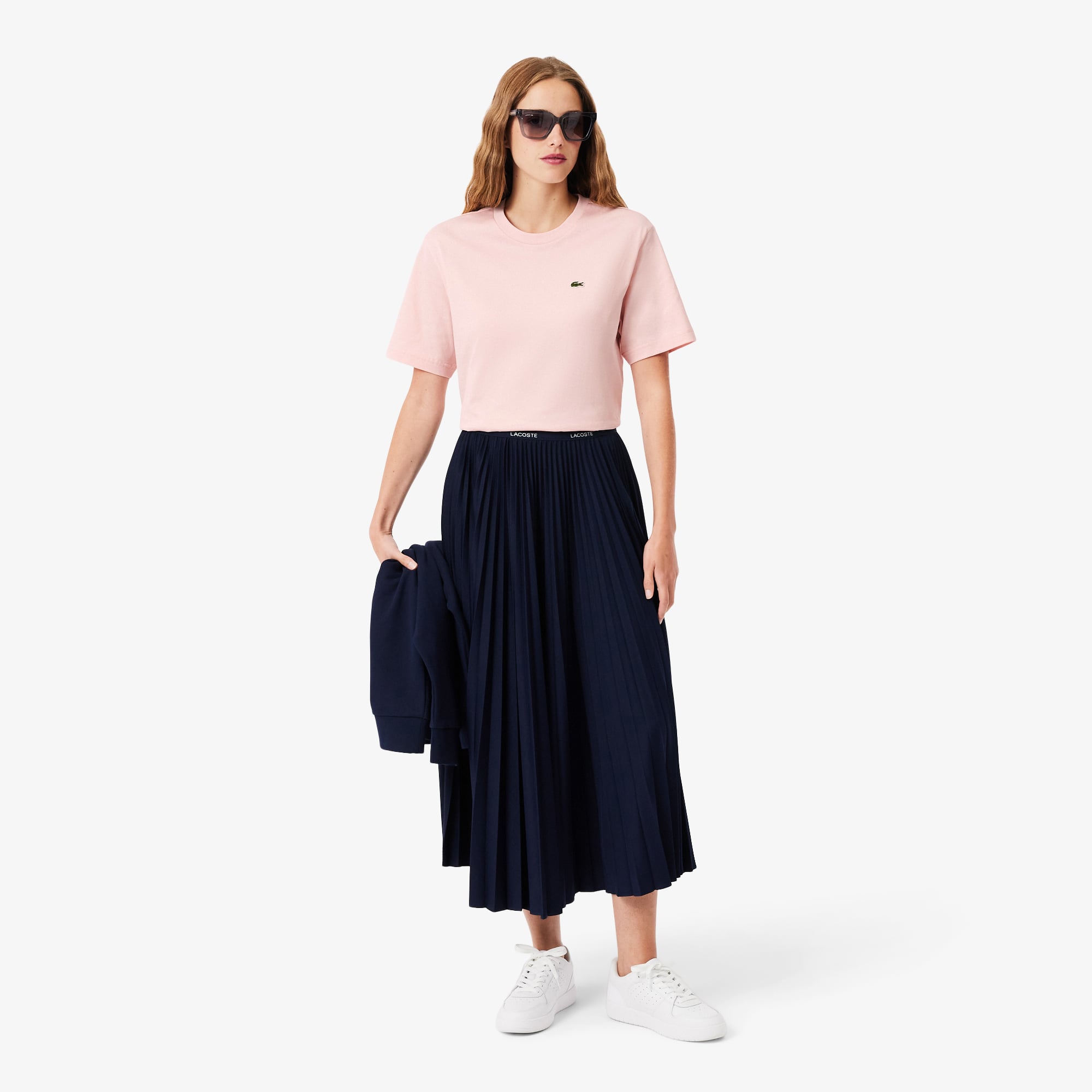 Lacoste Kadın Relaxed Fit Bisiklet Yaka Pembe T-Shirt görsel 6