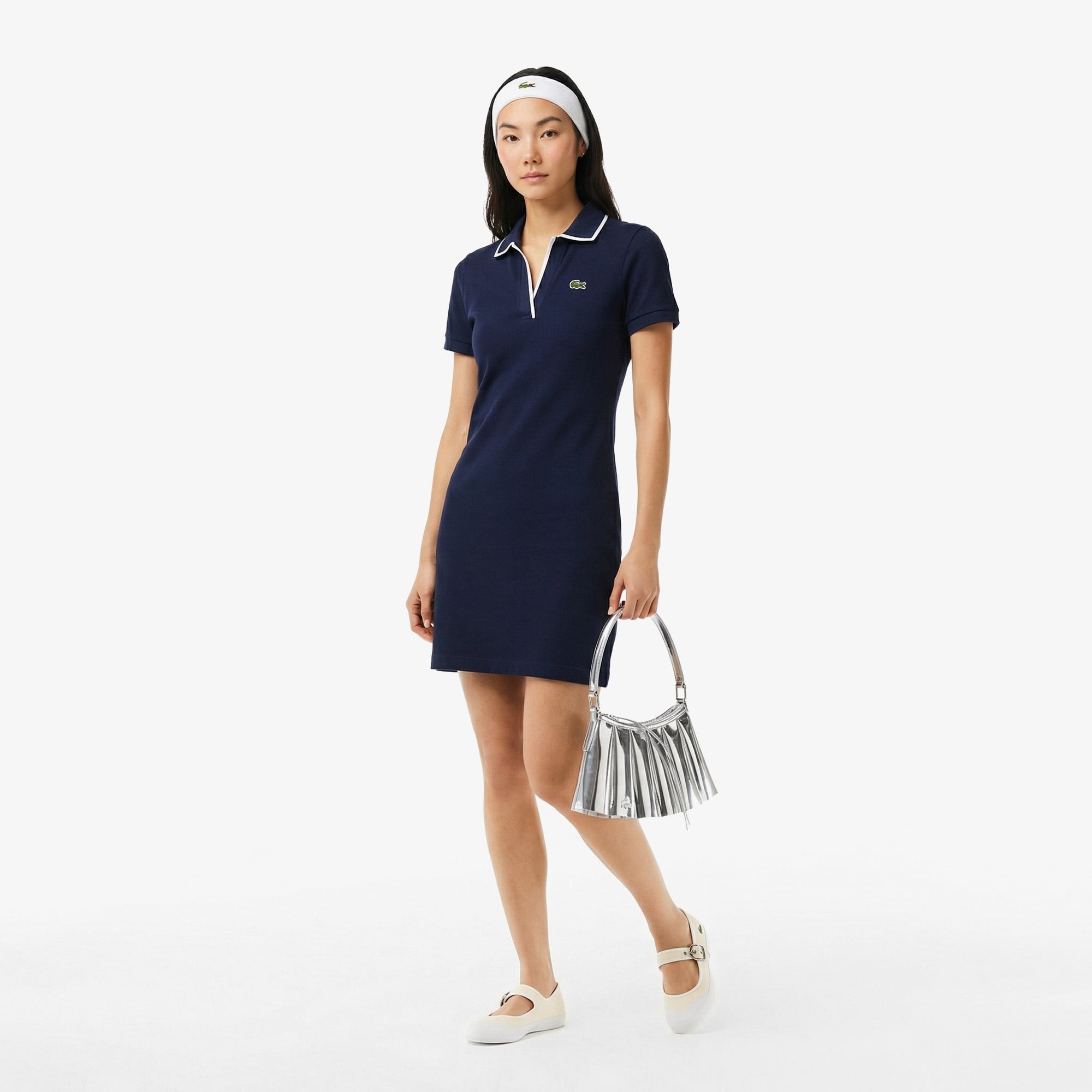 Kadın Classic Fit Kısa Kollu Polo Yaka Lacivert Elbise