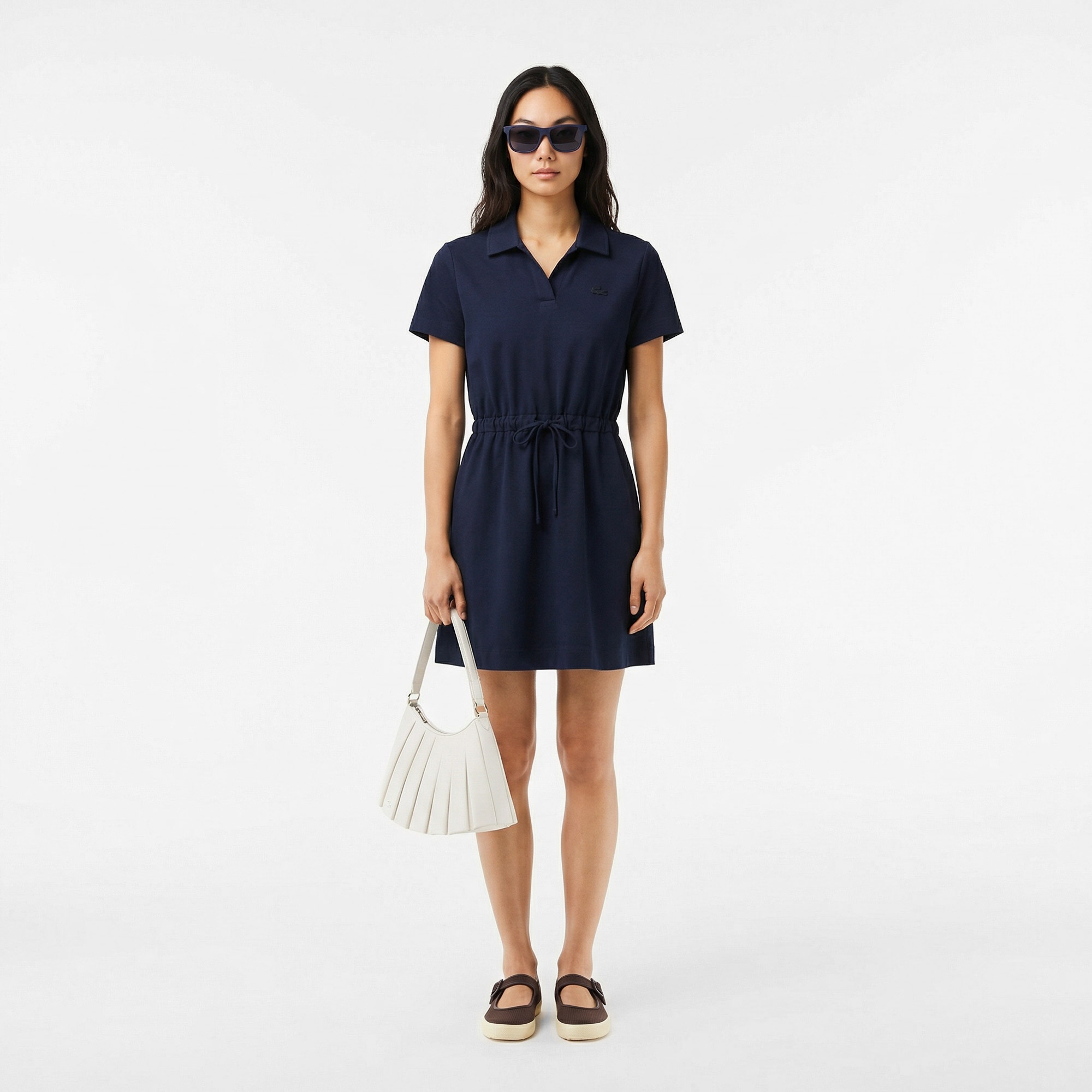 Kadın Flare Fit Kısa Kollu Polo Yaka Lacivert Elbise