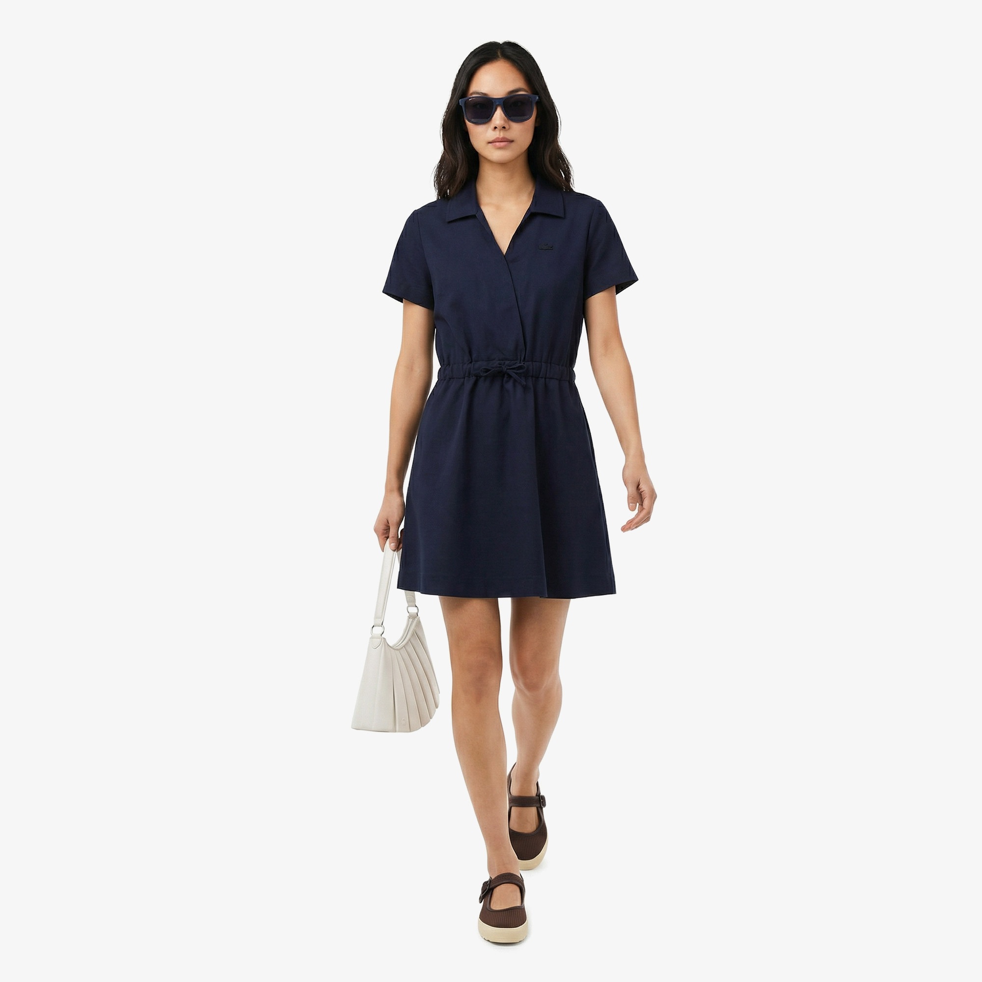Kadın Flare Fit Kısa Kollu Polo Yaka Lacivert Elbise