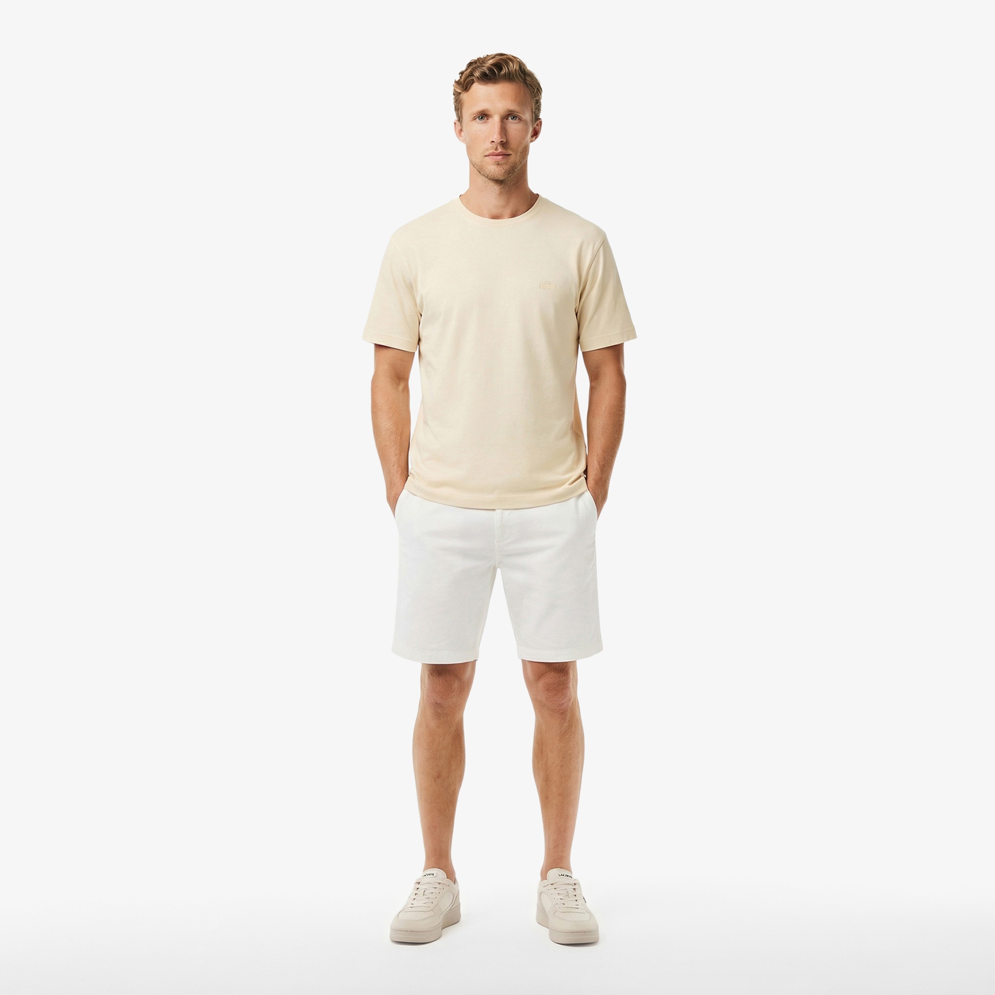 Erkek Regular Fit Bisiklet Yaka Bej T-Shirt