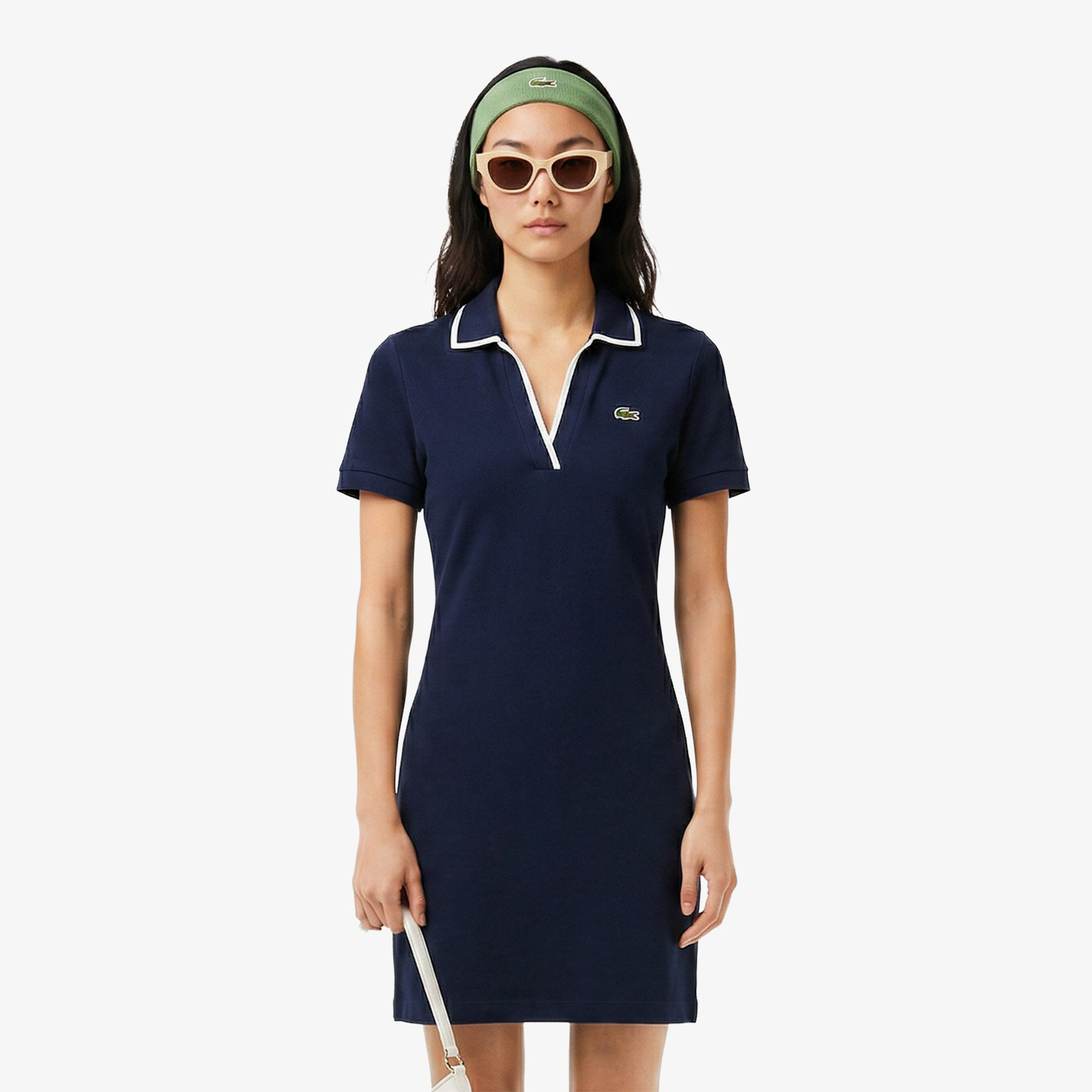 Kadın Classic Fit Kısa Kollu Polo Yaka Lacivert Elbise