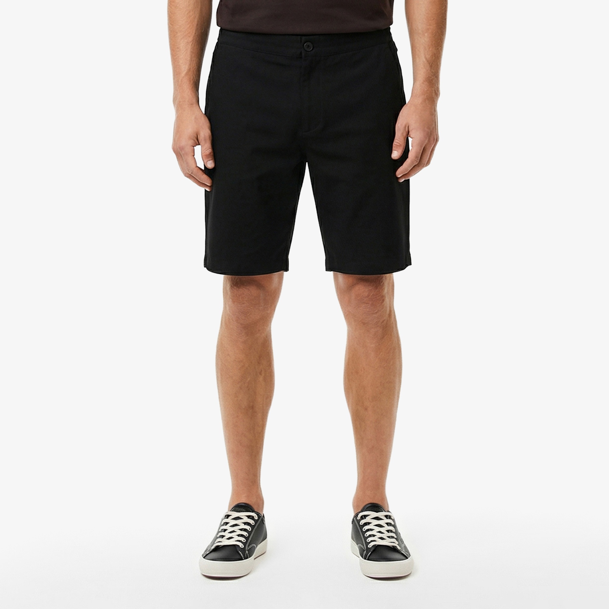 Erkek Tapered Fit Siyah Bermuda Şort