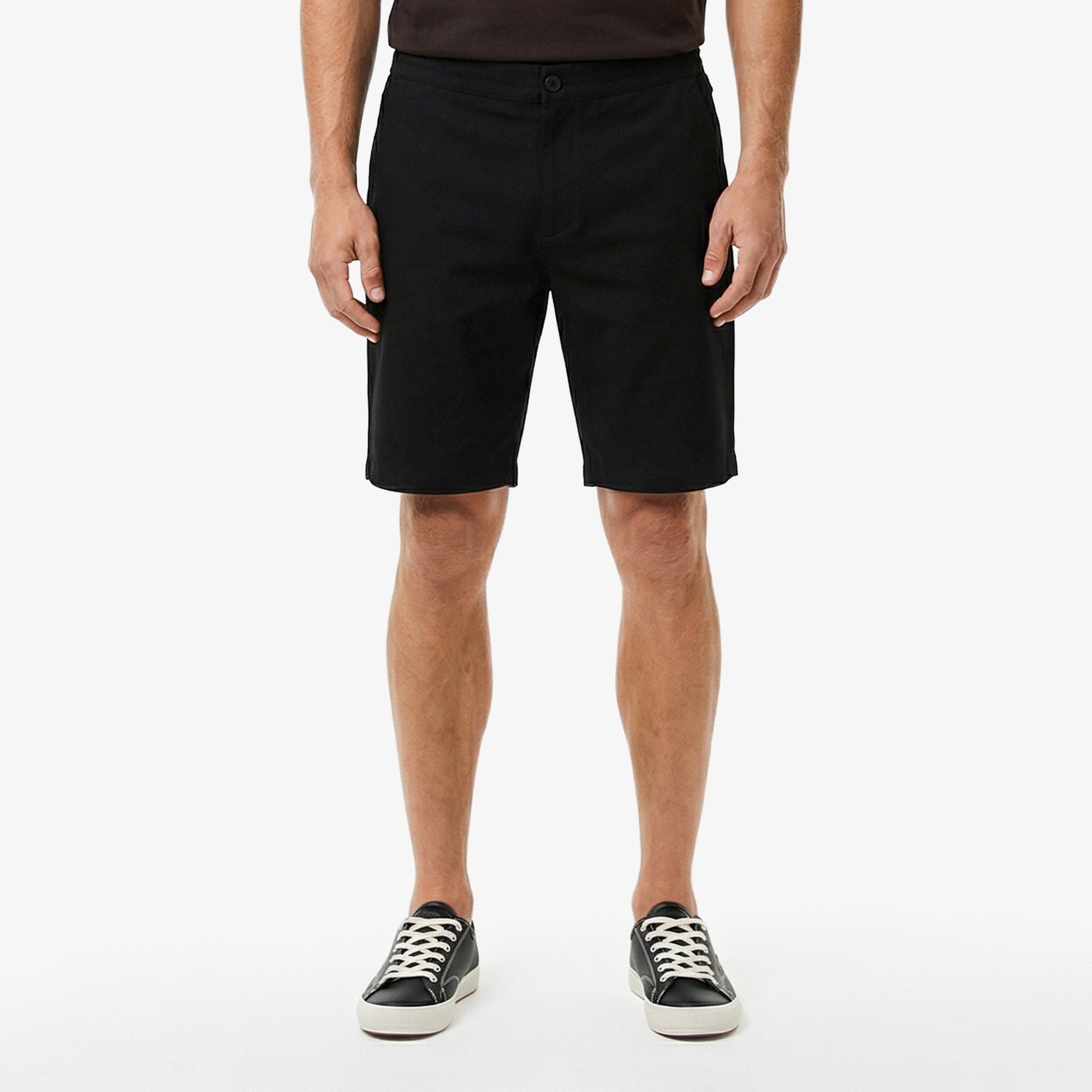 Erkek Tapered Fit Siyah Bermuda Şort